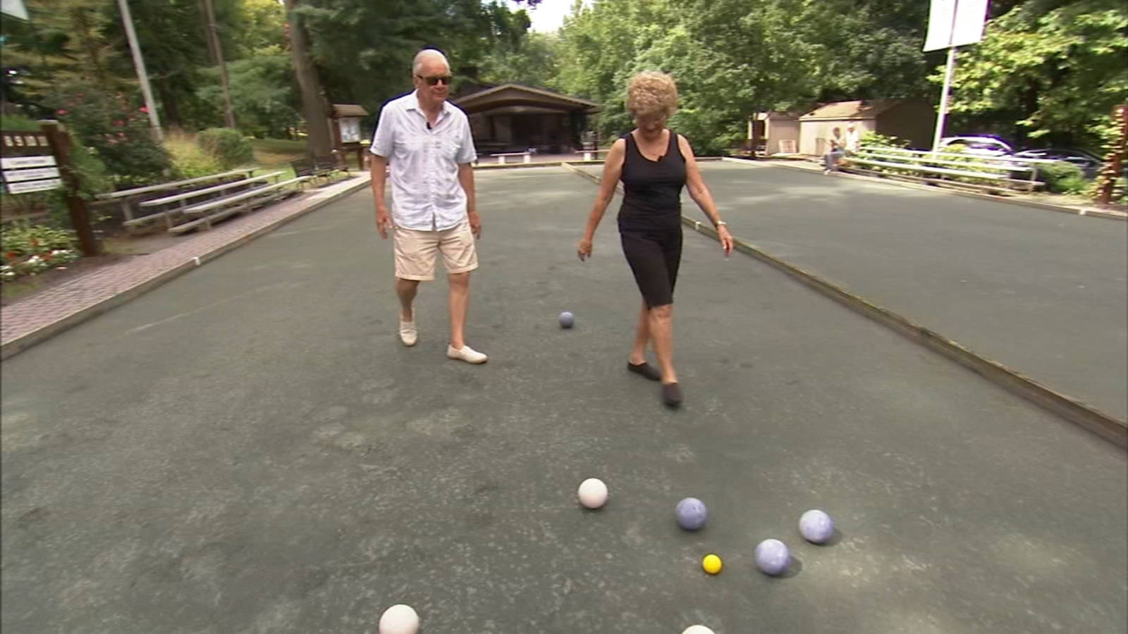 Bocce Ball Old Couple On Court Background