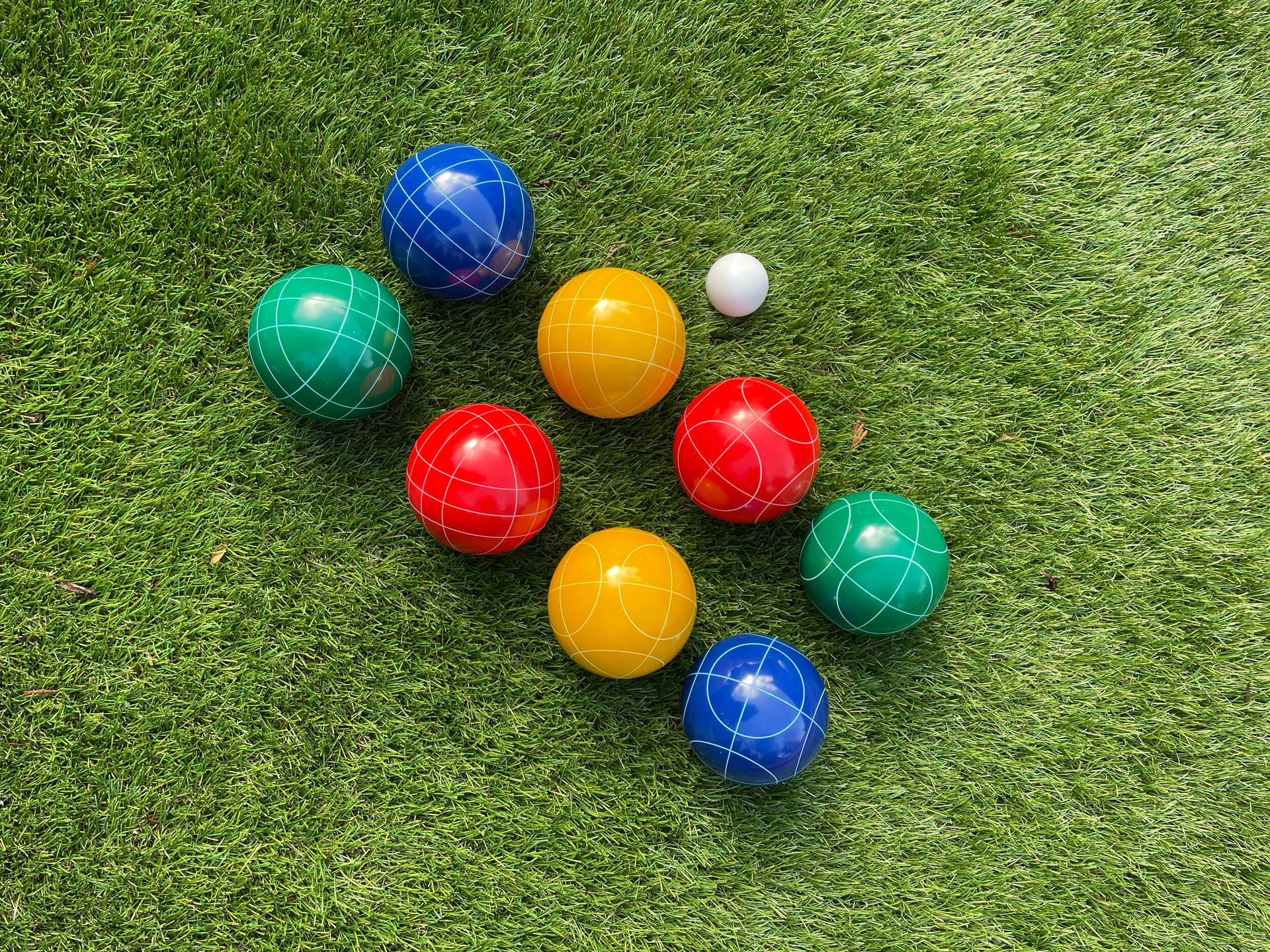 Bocce Ball On Grass Diagonal Background