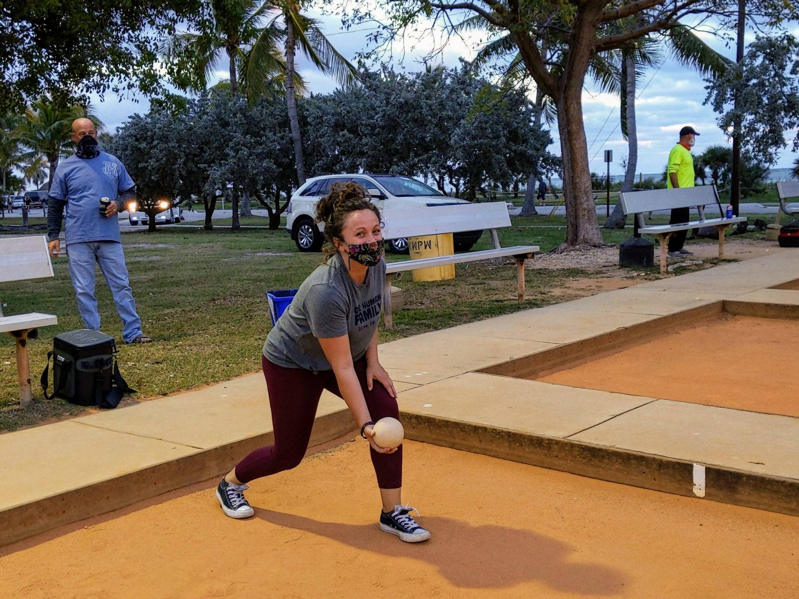 Bocce Ball People Playing At Park Background