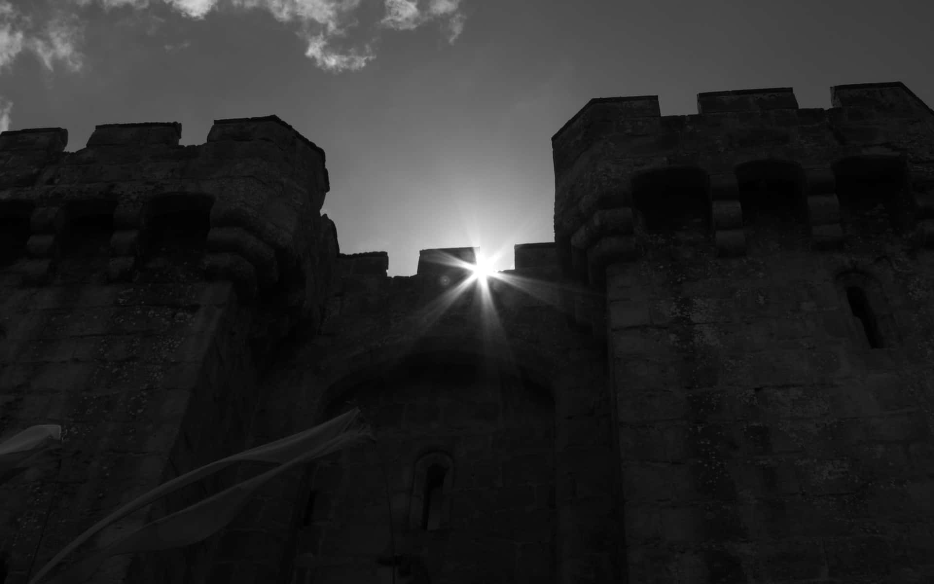 Bodiam Castle Silhouette Sunburst