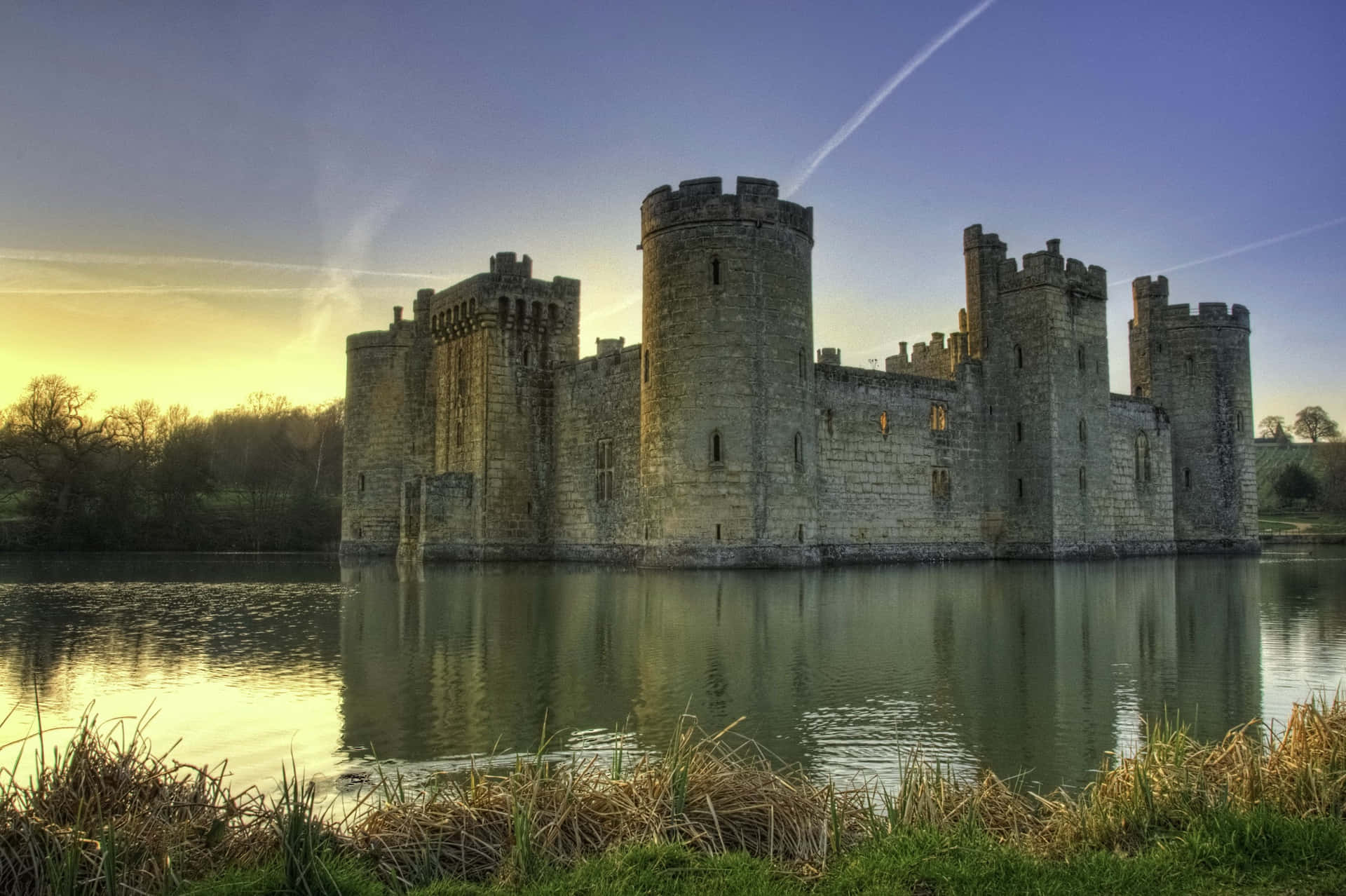 Bodiam Castle Sunset Reflection