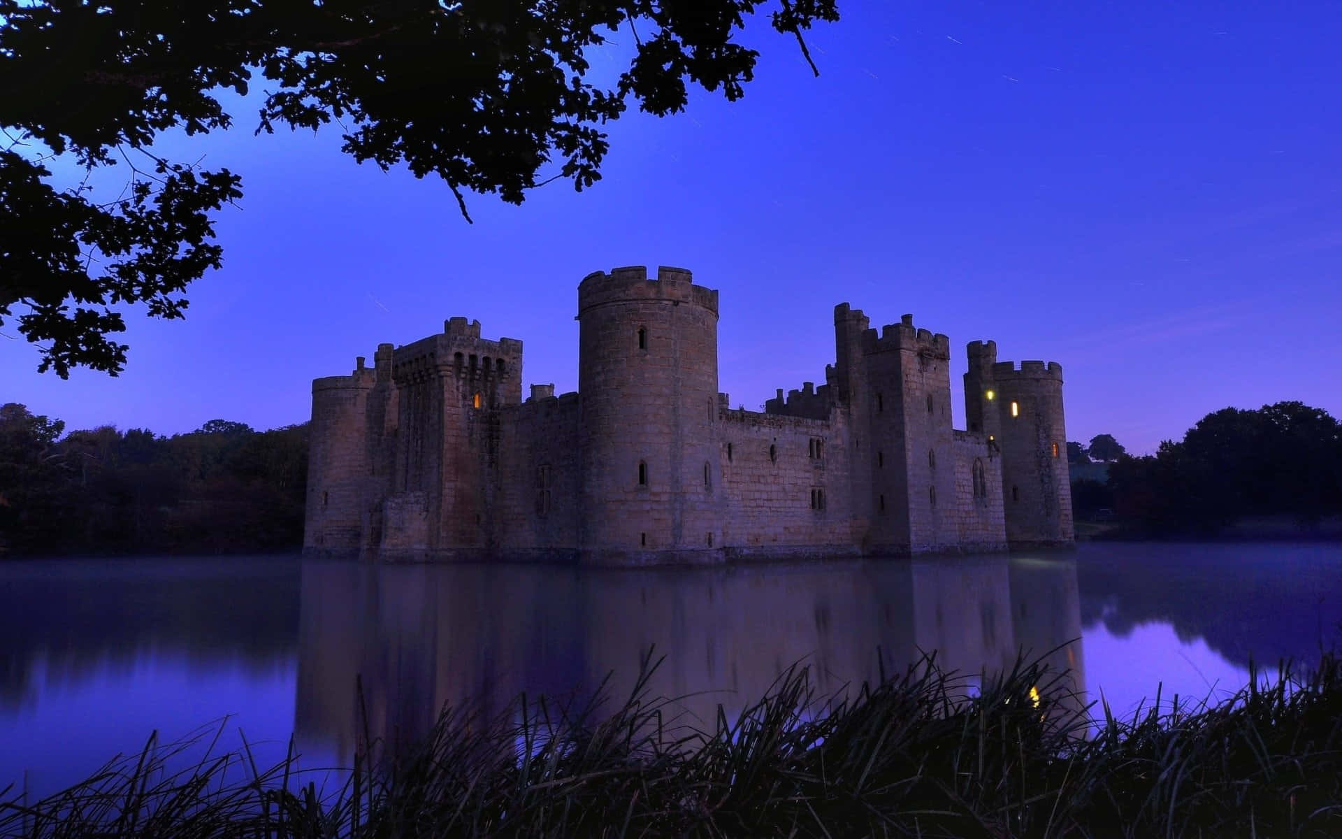 Bodiam Castle Twilight Reflection