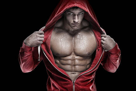 Bodybuilder Red Hoodie Hd