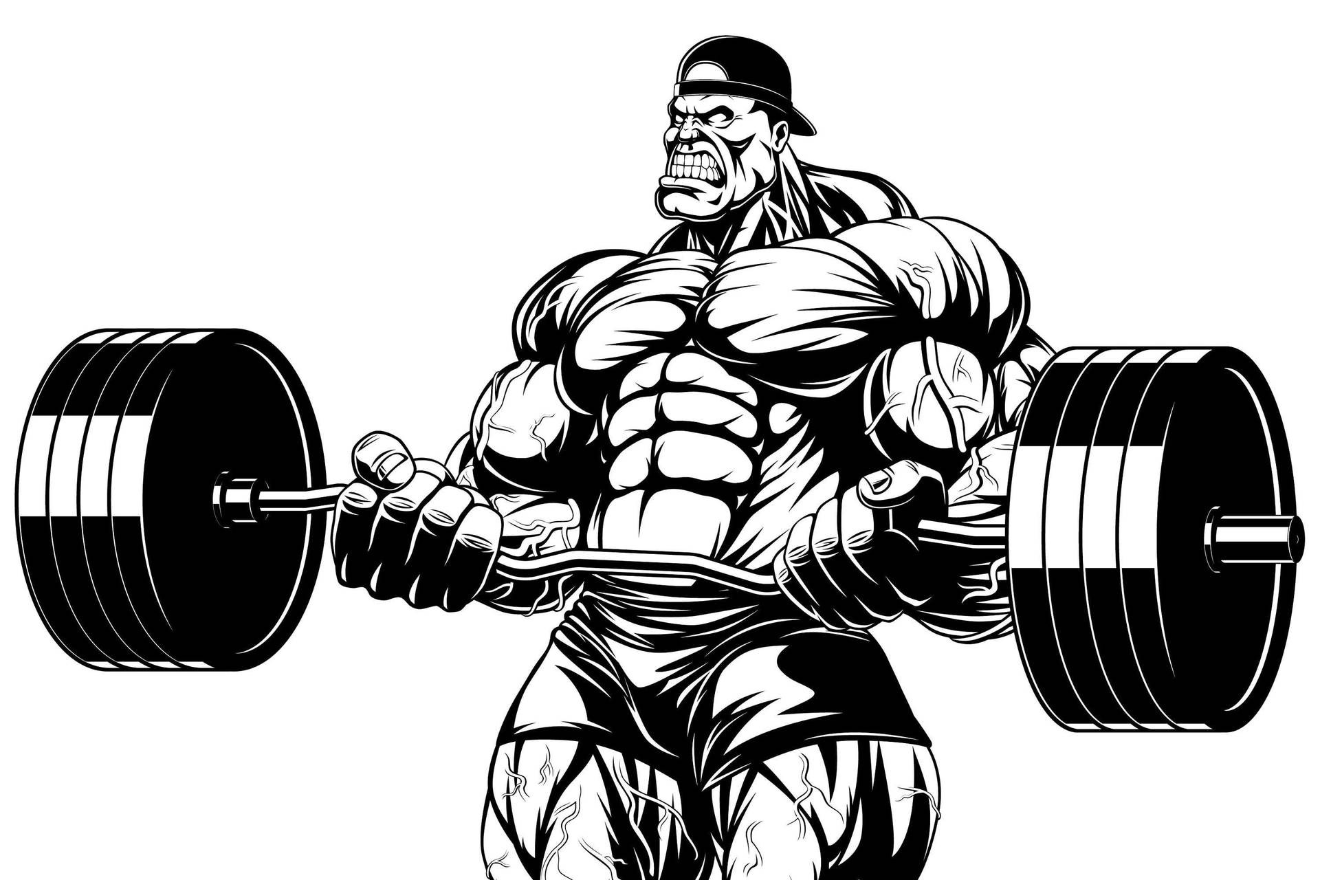 Bodybuilder Weight Lifting Vector Art Background