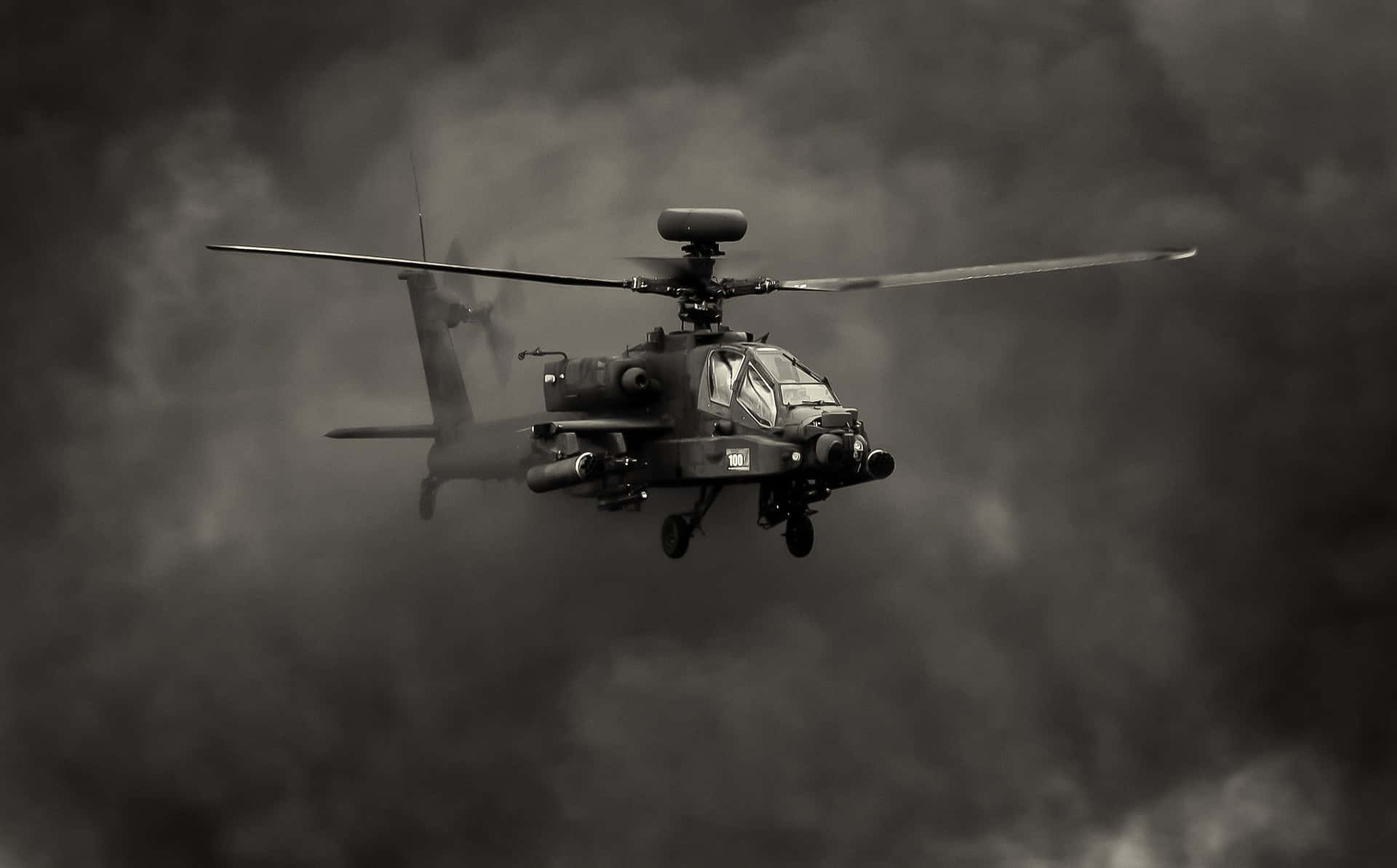 Boeing Ah-64 Apache Cool Helicopter Dark Smoke Background