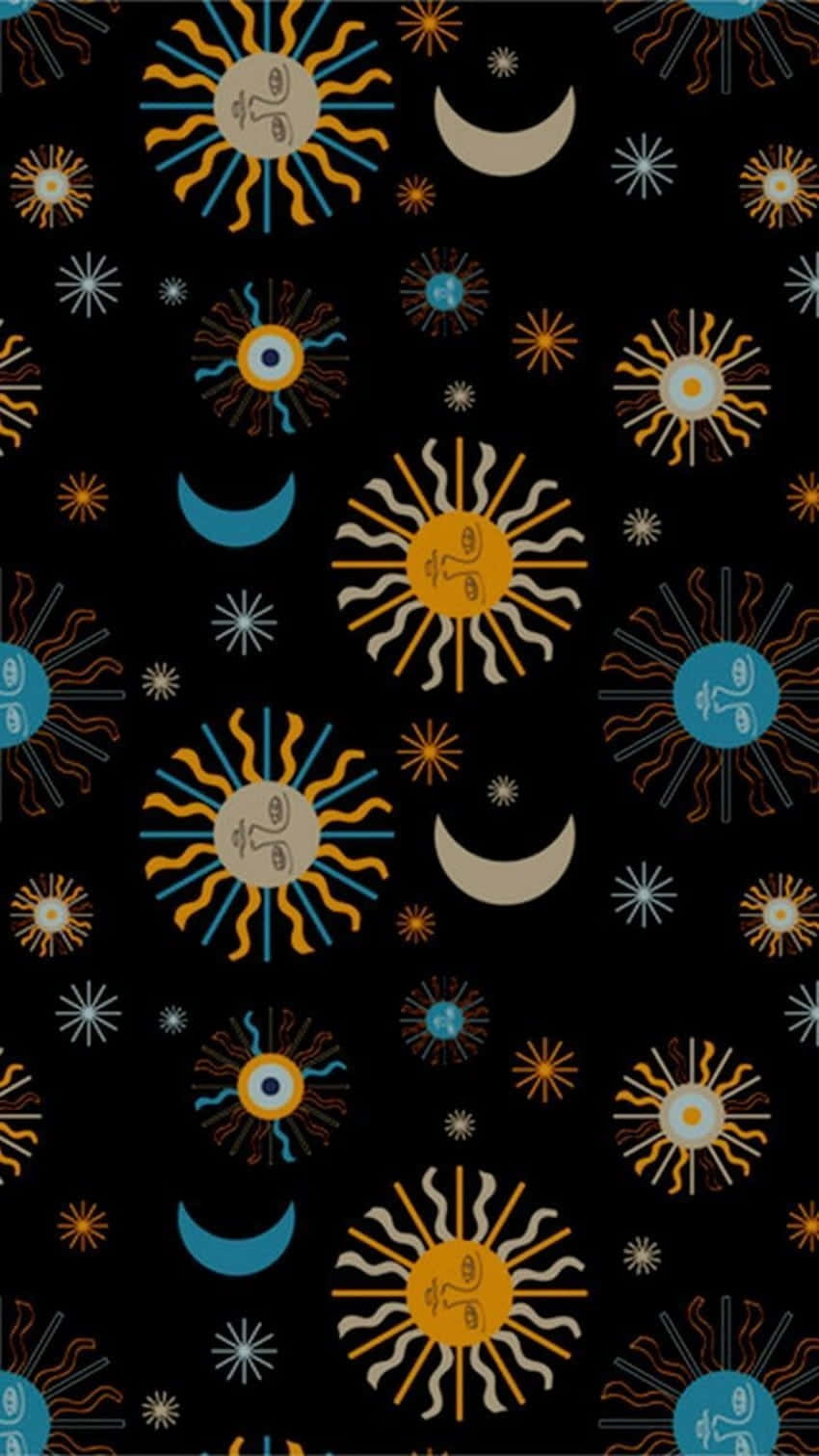 Bohemian_ Sun_and_ Moon_ Pattern Background