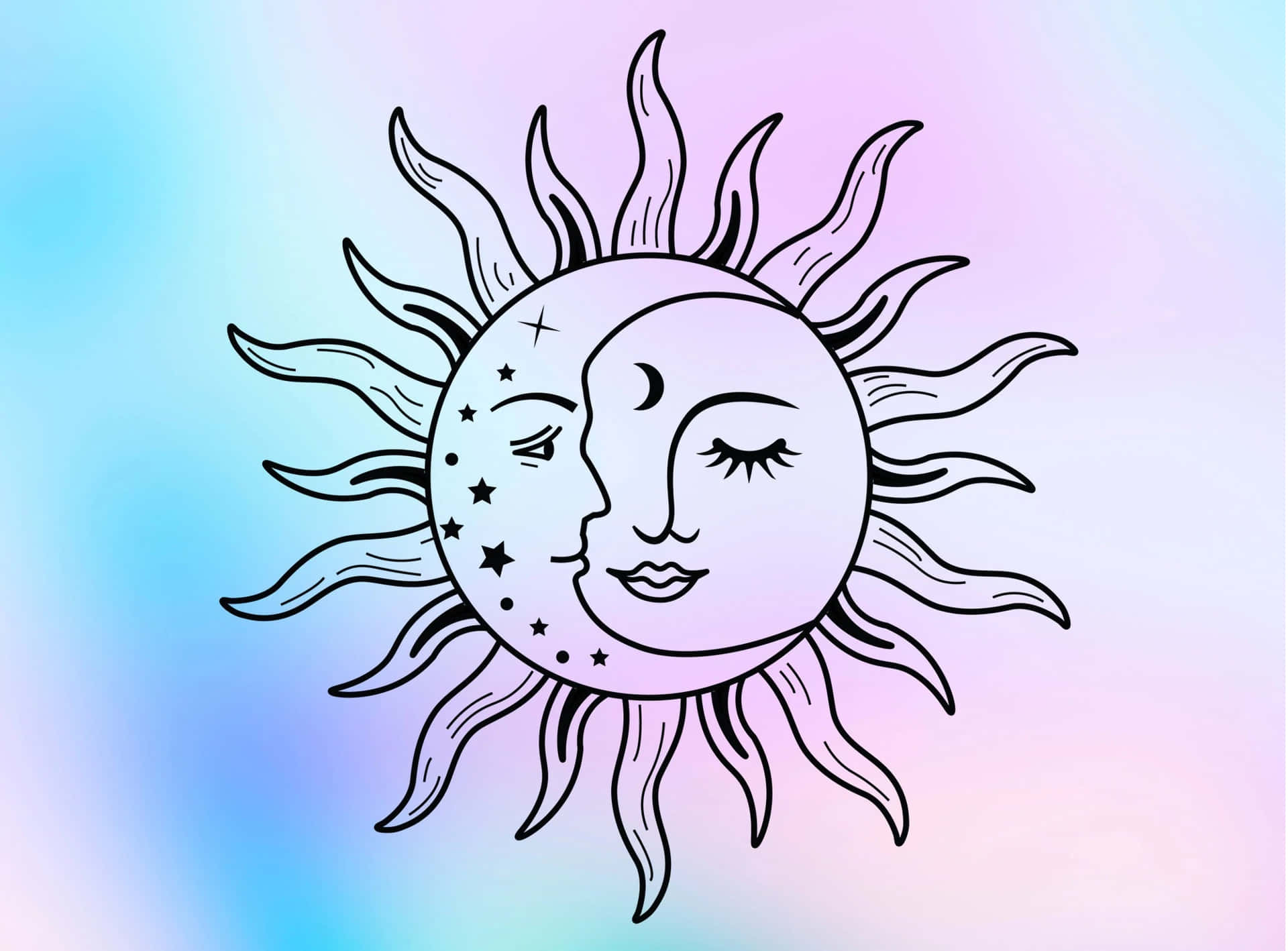 Bohemian Sun Moon Art Background