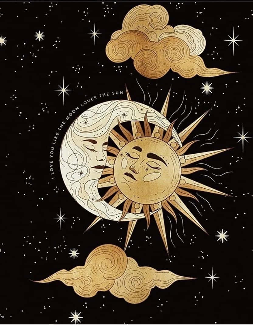 Bohemian Sun Moon Art Background