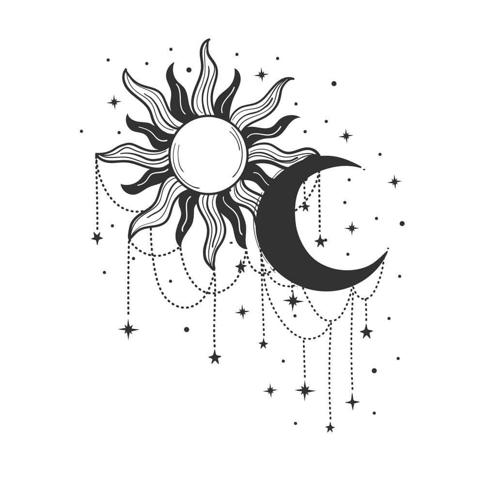Bohemian Sun Moon Art Background