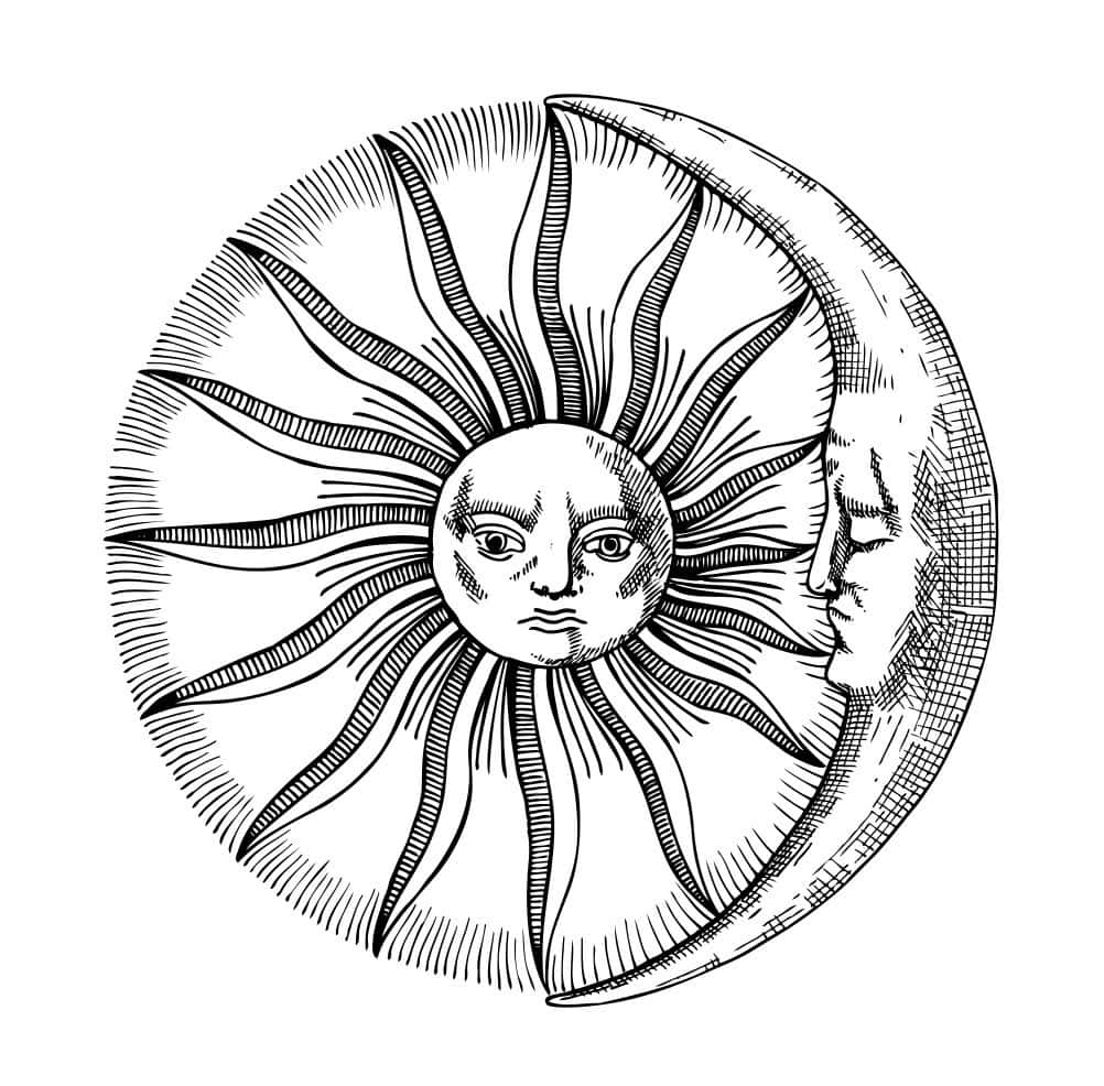 Bohemian Sun Moon Art Background