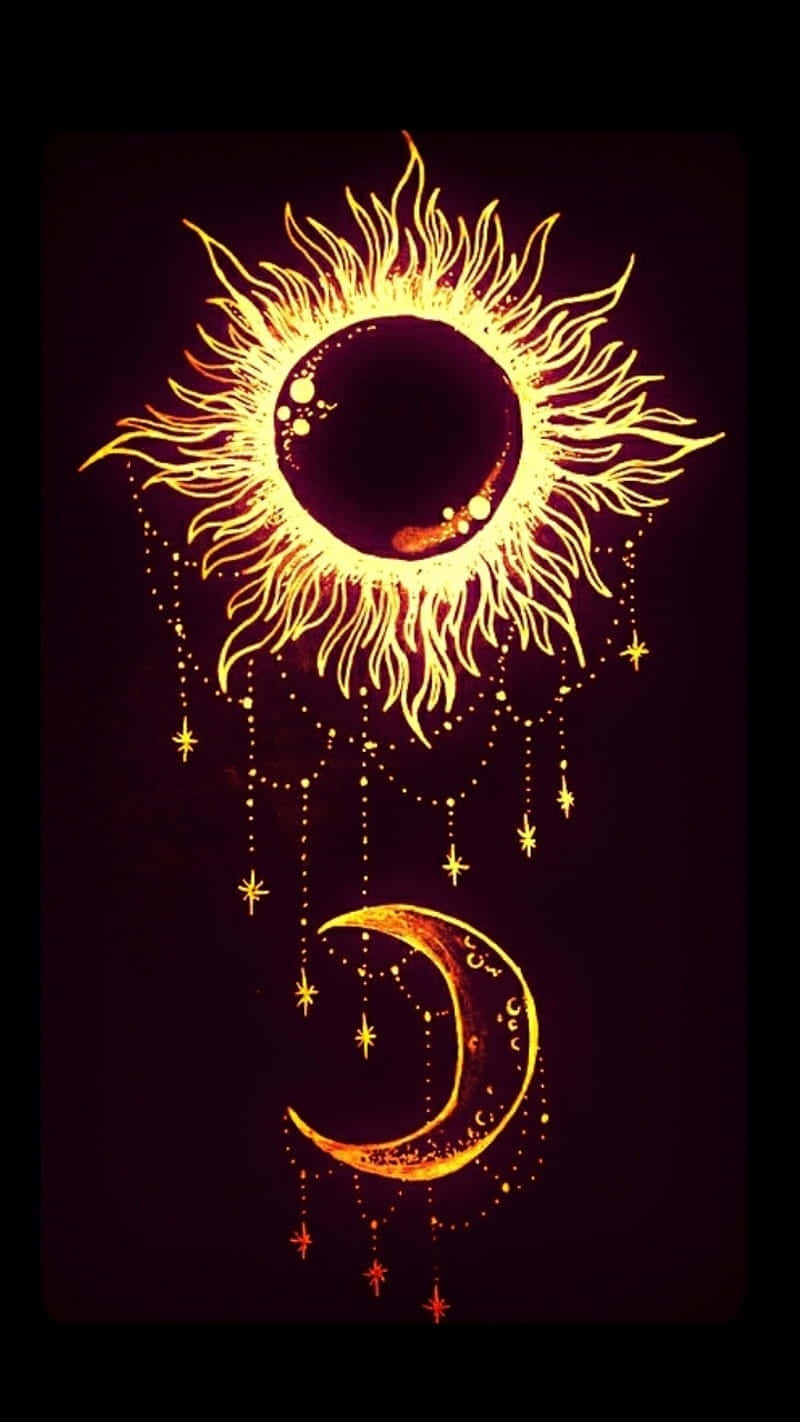 Bohemian Sun Moon Art Background