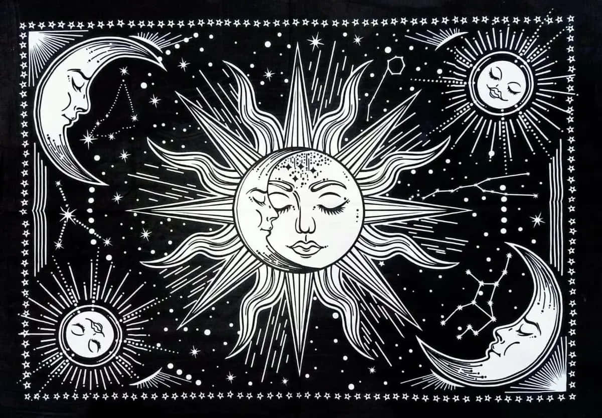 Bohemian Sun Moon Art Background
