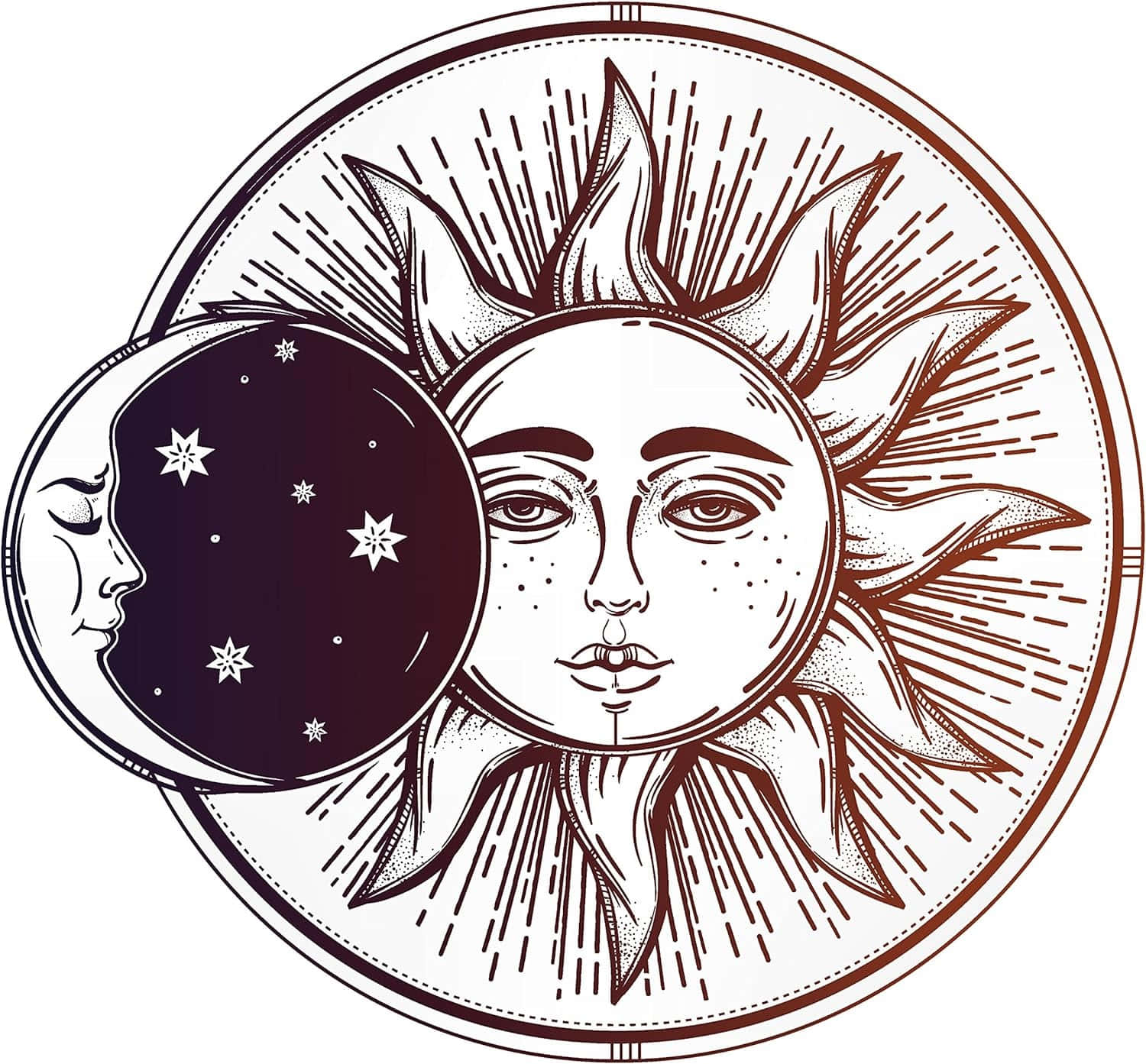 Bohemian Sun Moon Art Background
