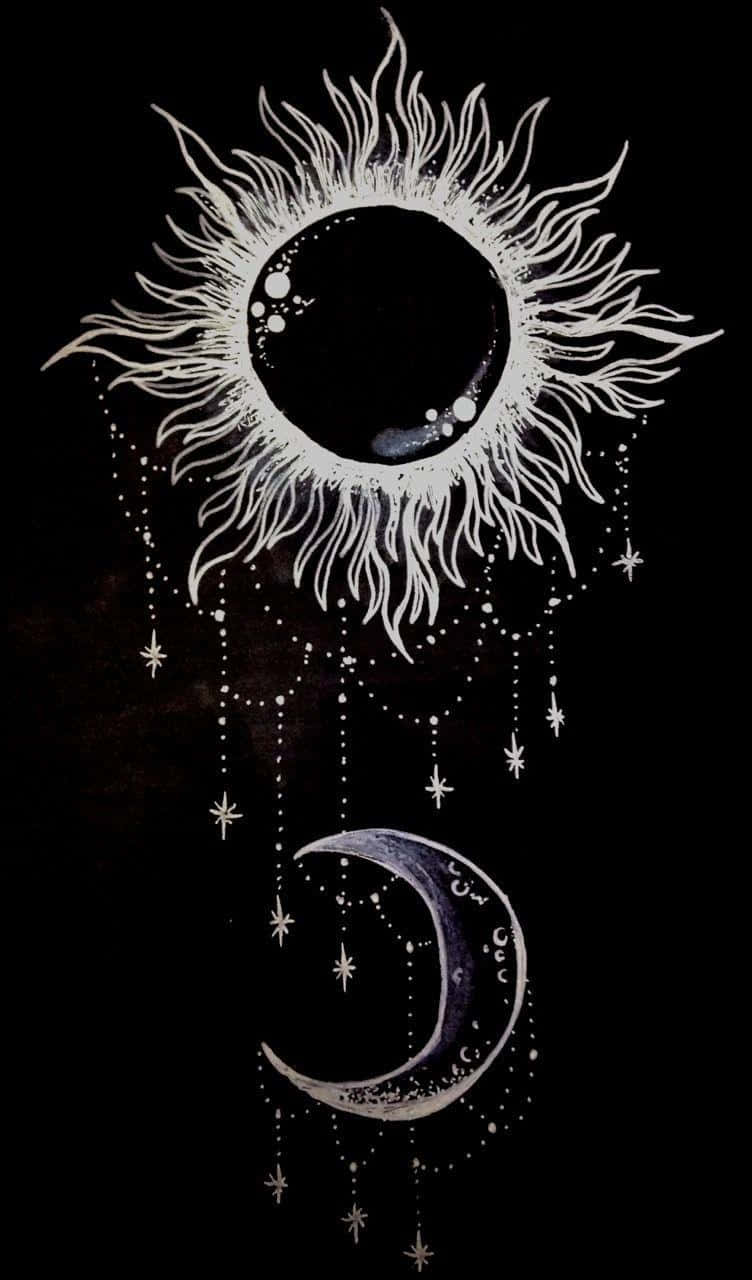 Bohemian Sun Moon Art Background