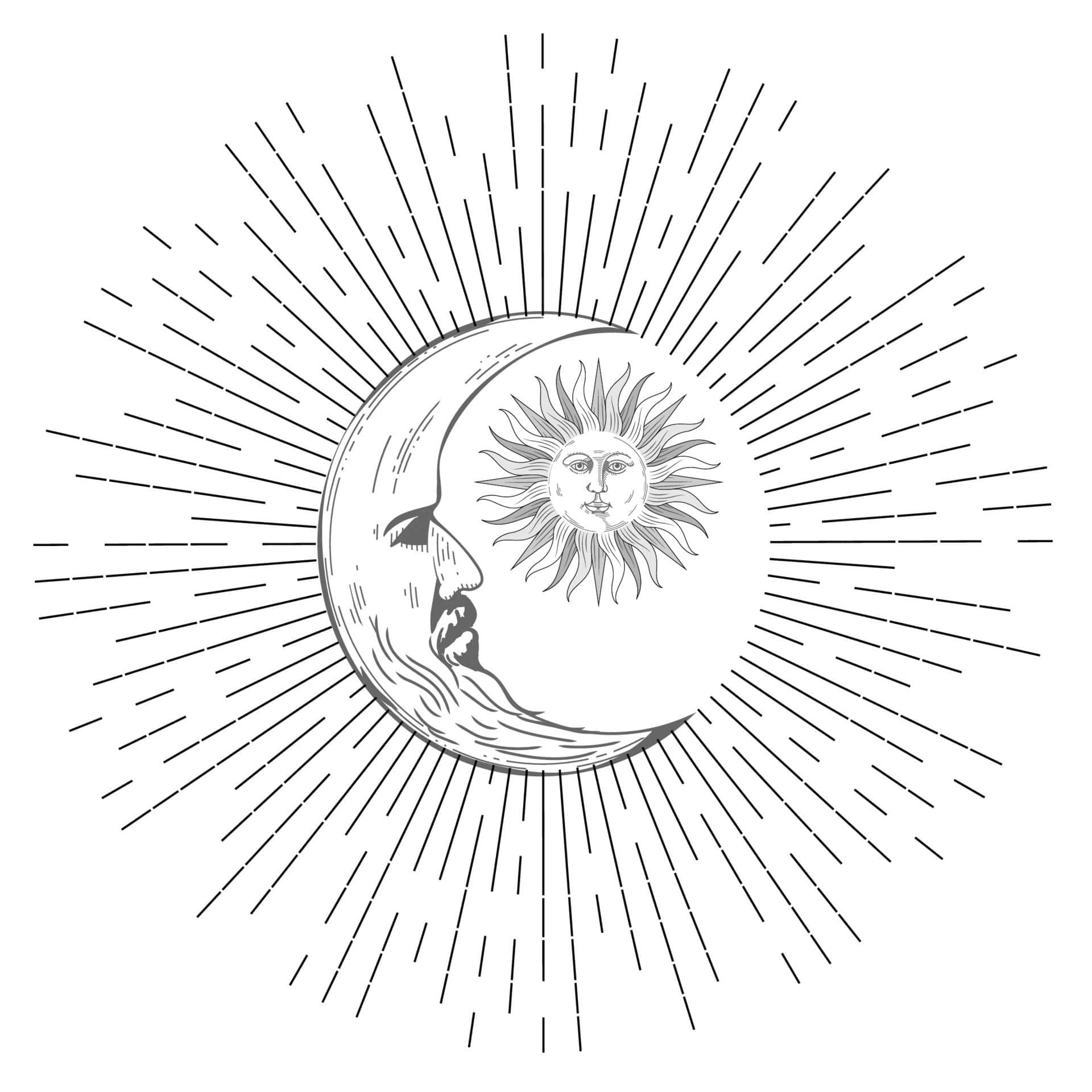 Bohemian Sun Moon Art Background