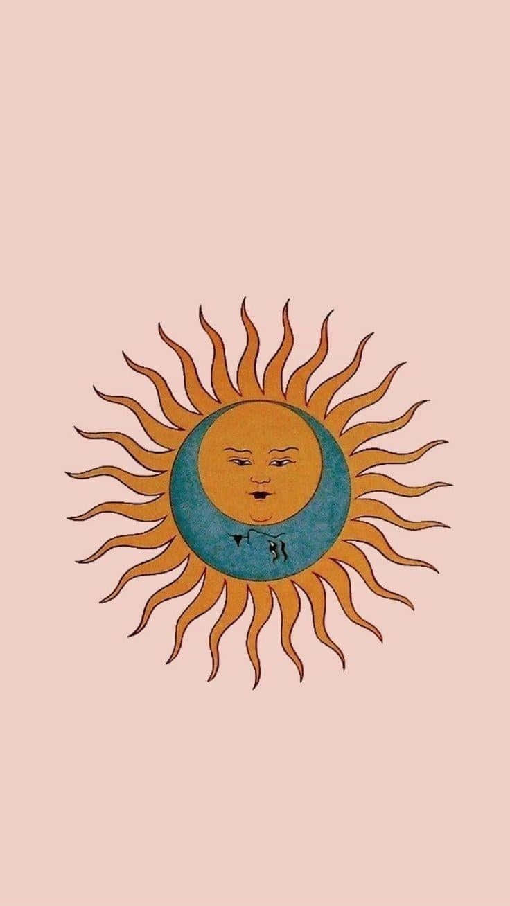Bohemian Sun Moon Art Background
