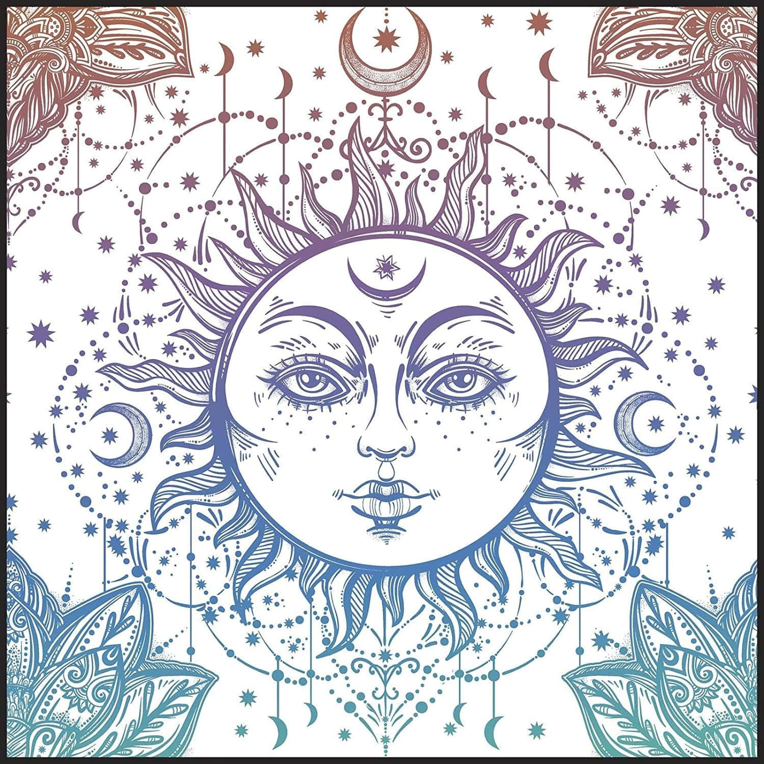 Bohemian Sun Moon Artwork Background