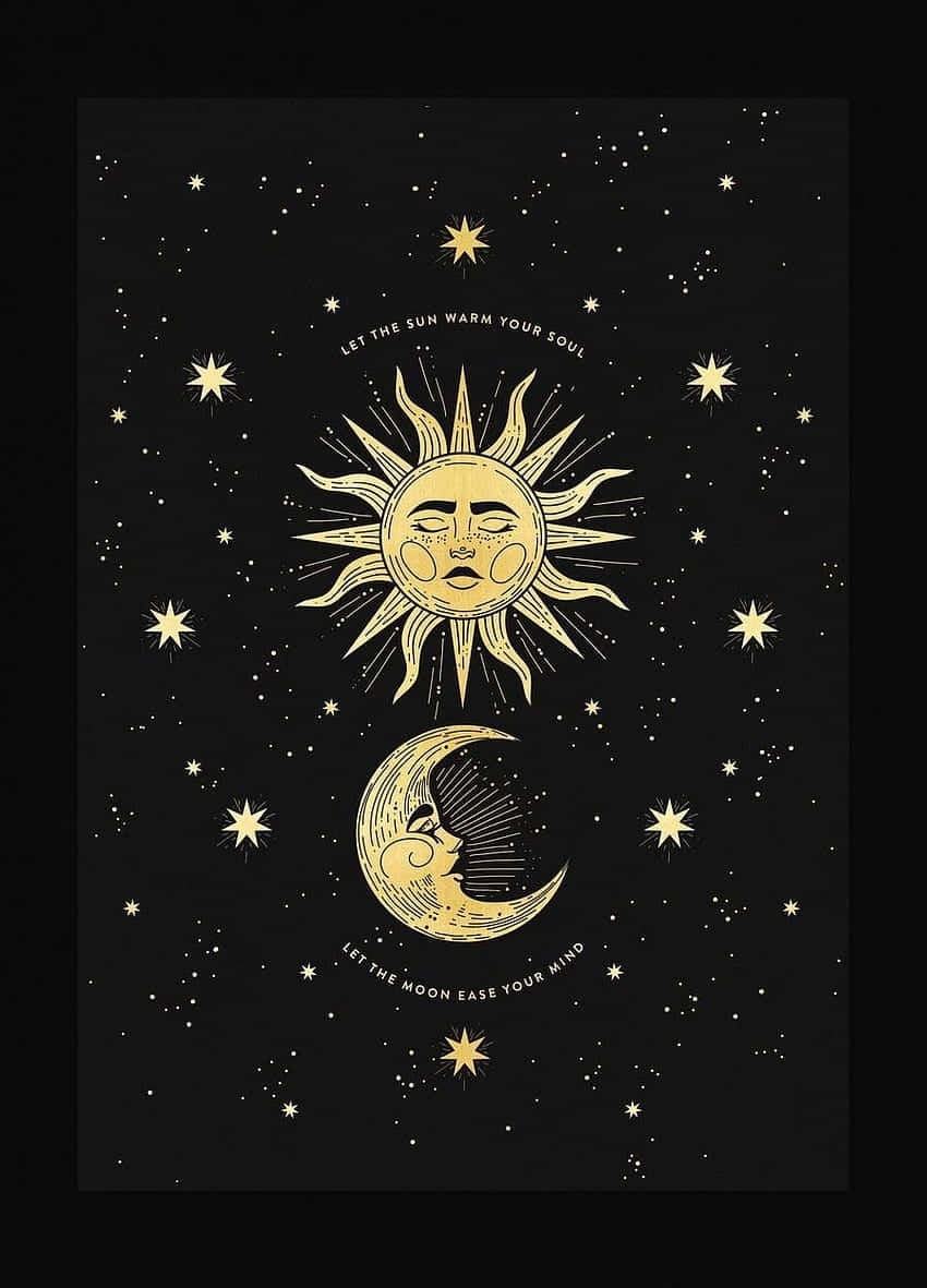 Bohemian Sun Moon Artwork Background