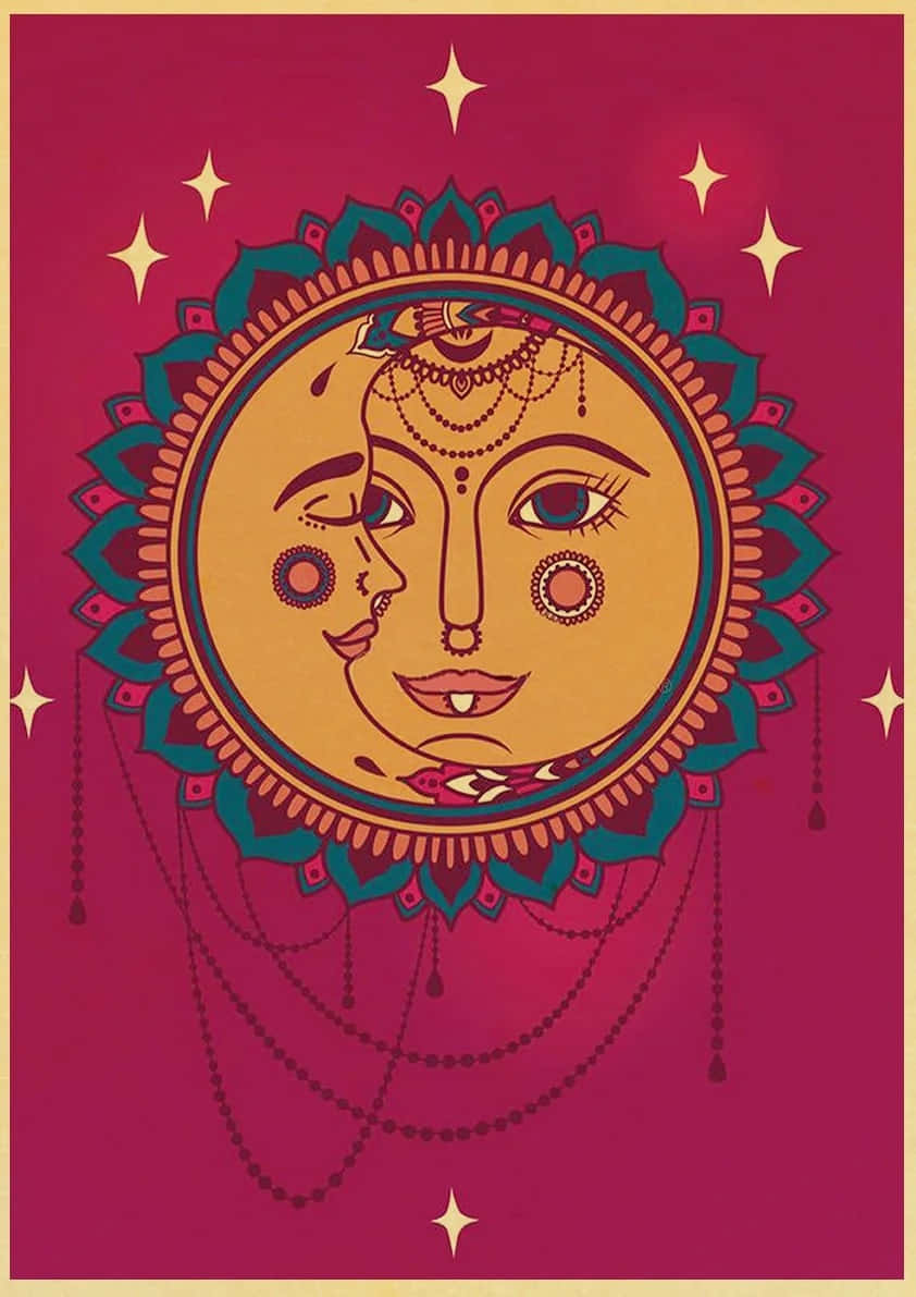 Bohemian Sun Moon Artwork Background