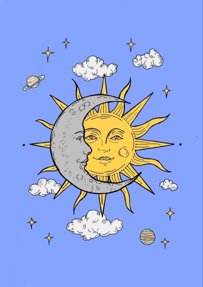 Bohemian Sun Moon Artwork Background