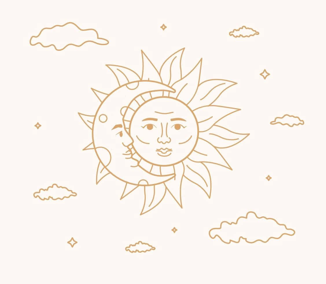 Bohemian Sun Moon Artwork Background
