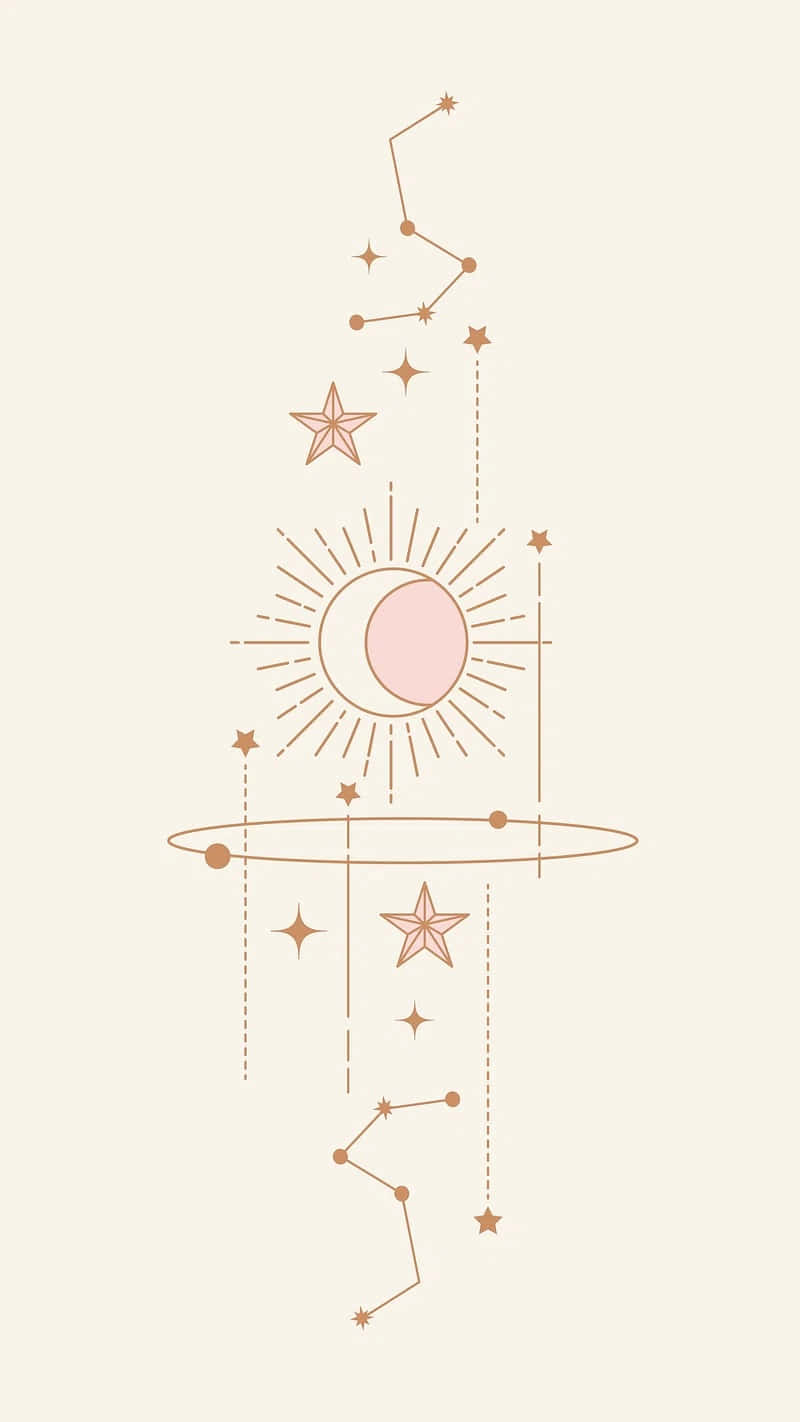 Bohemian Sun Moon Constellation Art Background