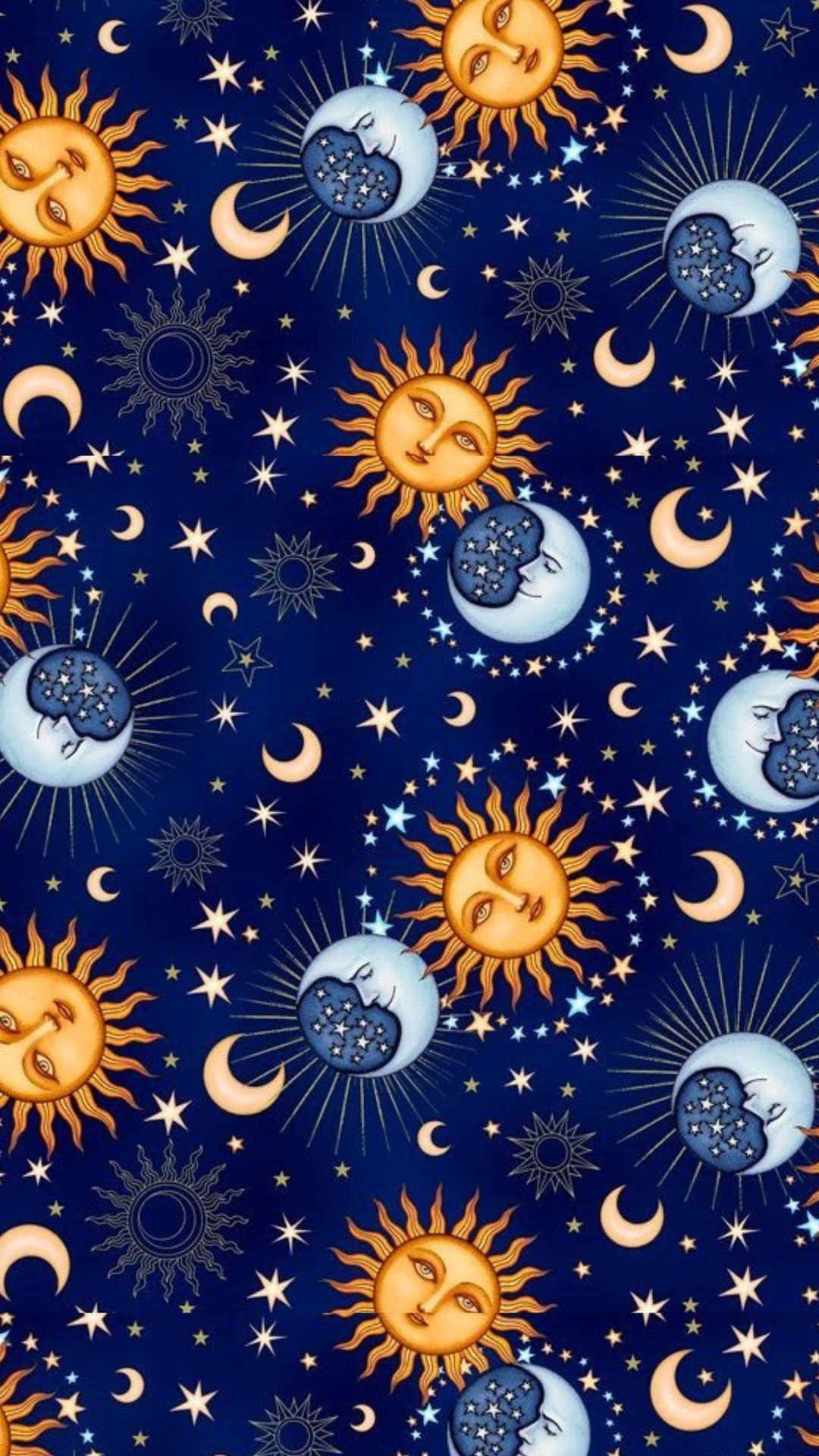 Bohemian Sun Moon Pattern Background