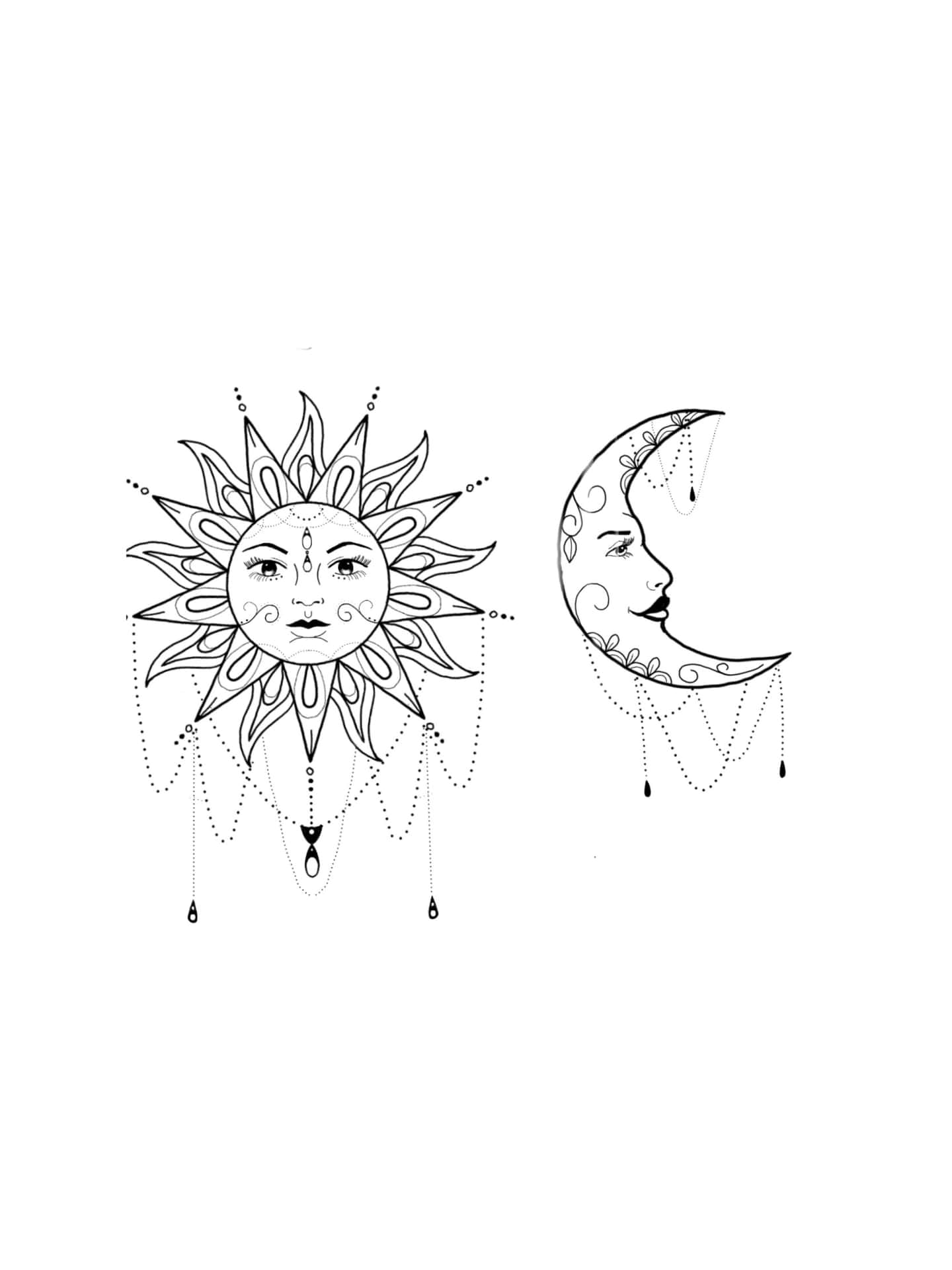 Bohemian Sunand Moon Art Background