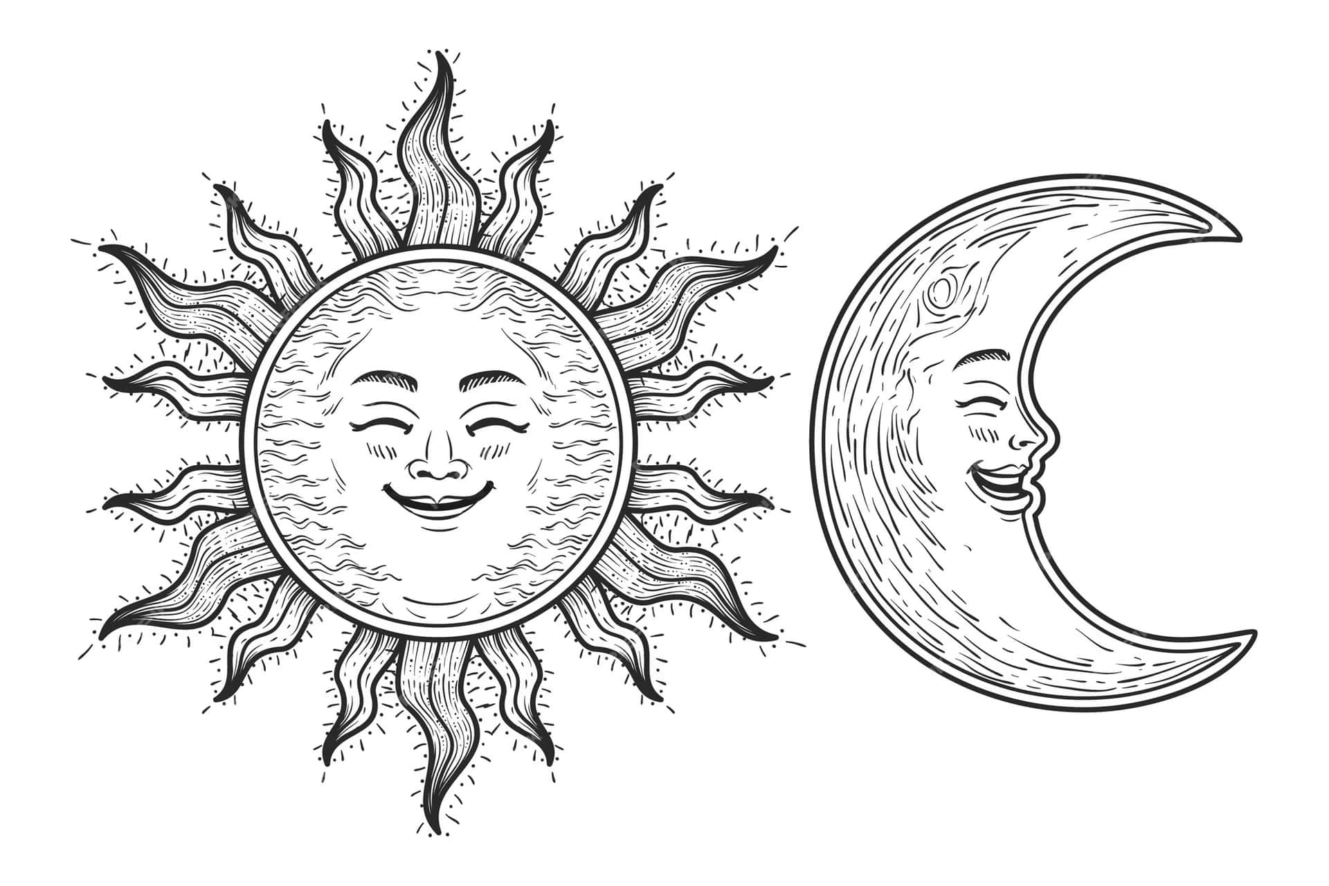 Bohemian Sunand Moon Art Background