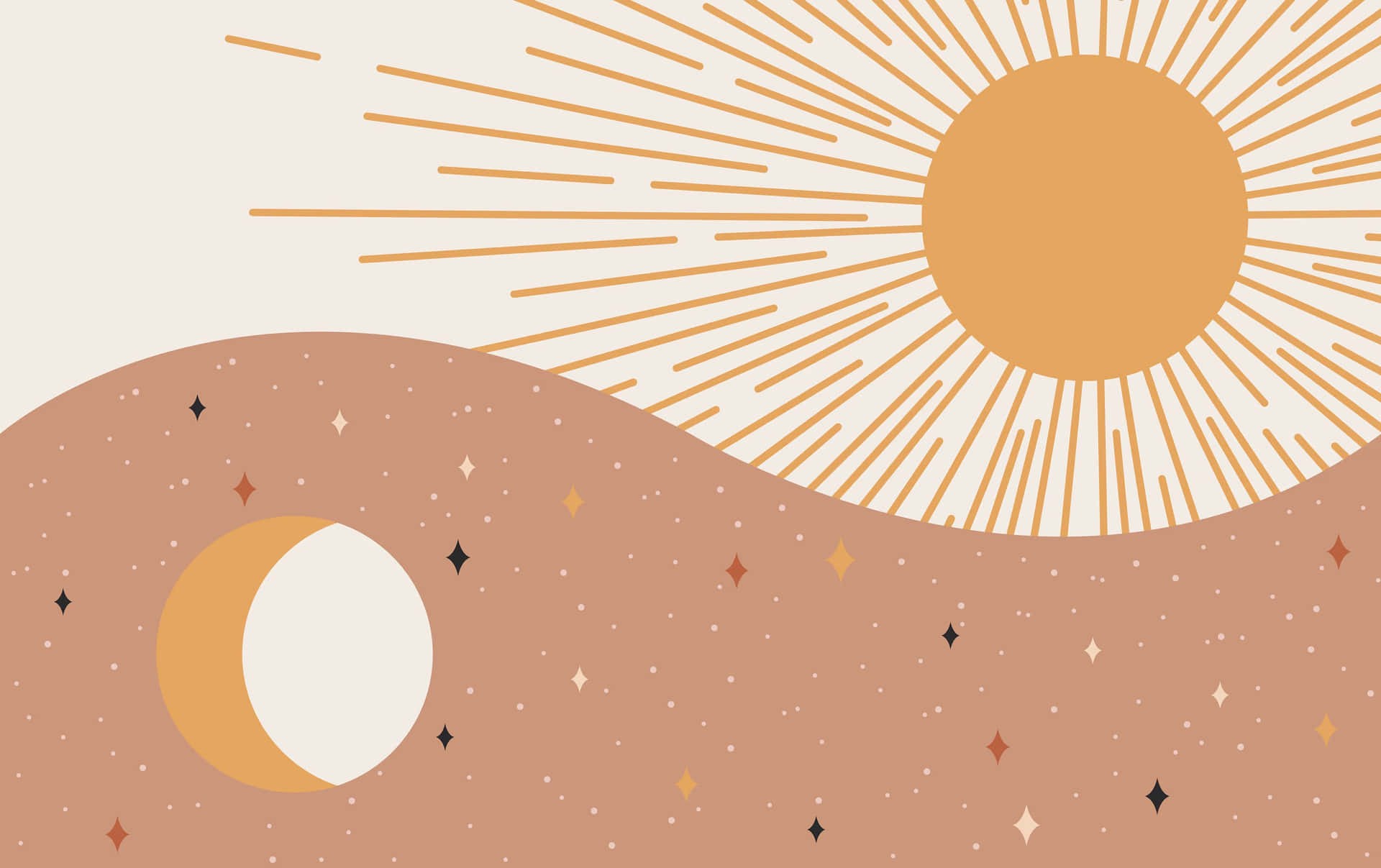 Bohemian Sunand Moon Illustration Background