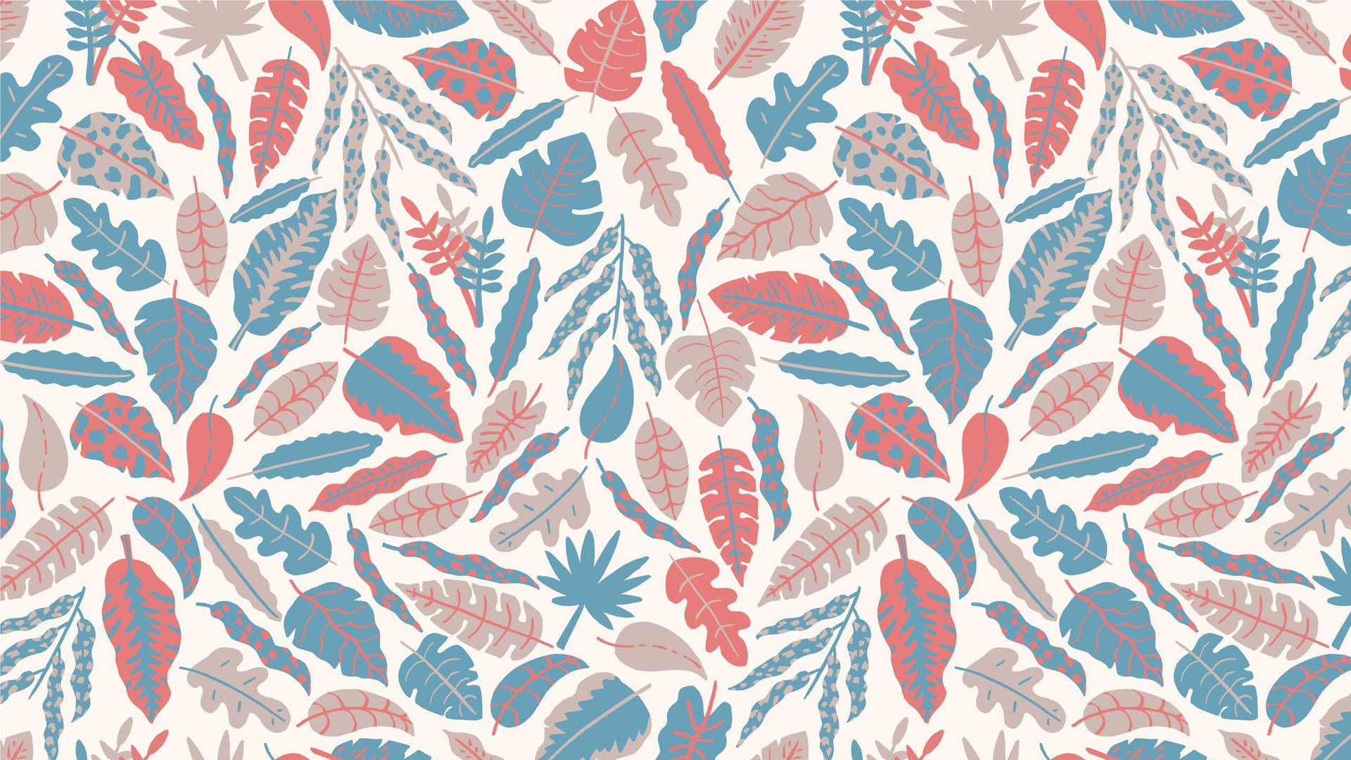 Boho Aesthetic Pink And Blue Leaves Background