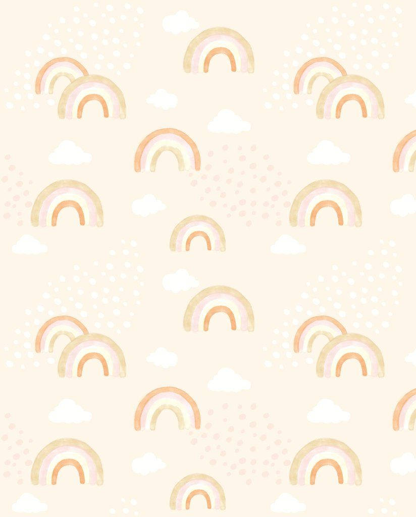 Boho Aesthetic Pink Rainbows And Clouds Background
