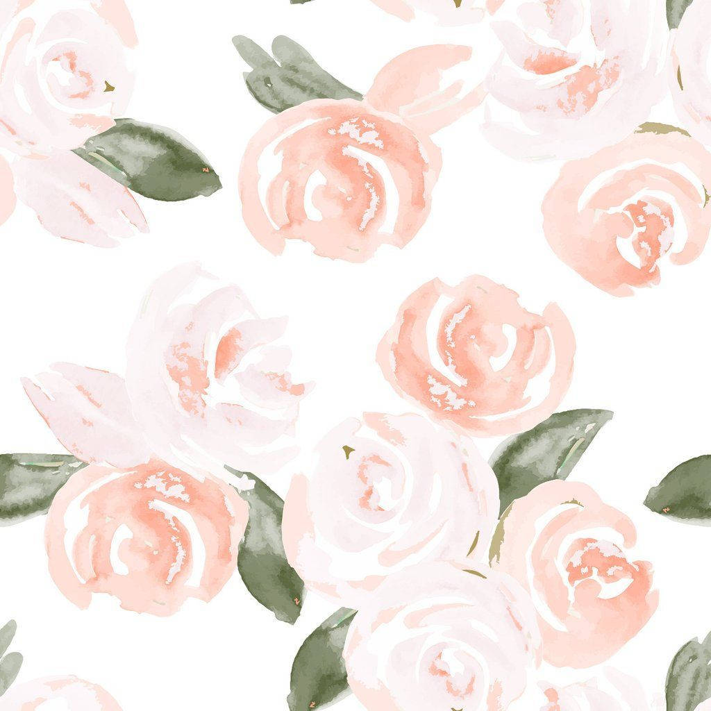 Boho Aesthetic Pink Watercolour Roses Background