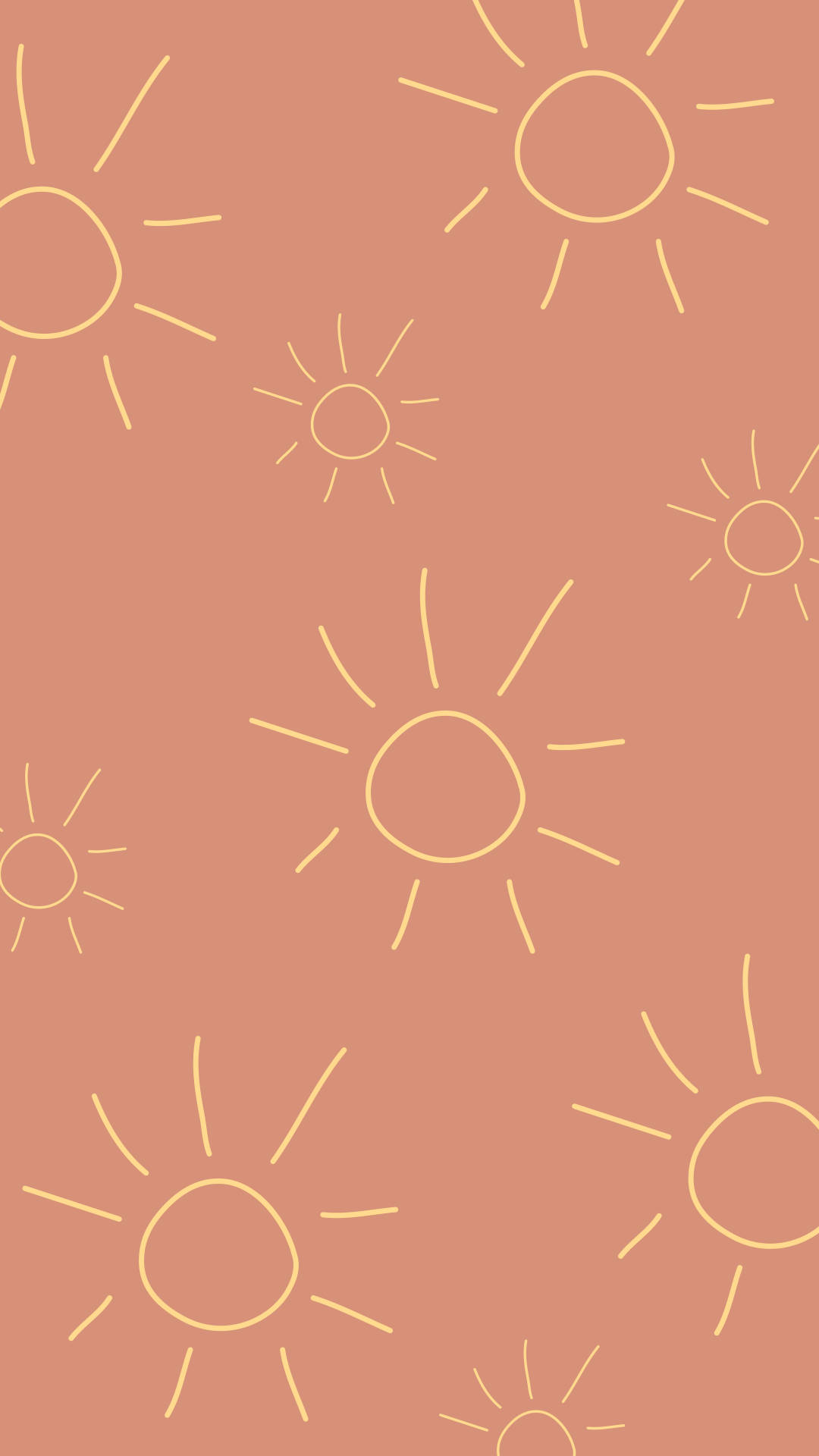 Boho Aesthetic Sun Outline Doodle Background