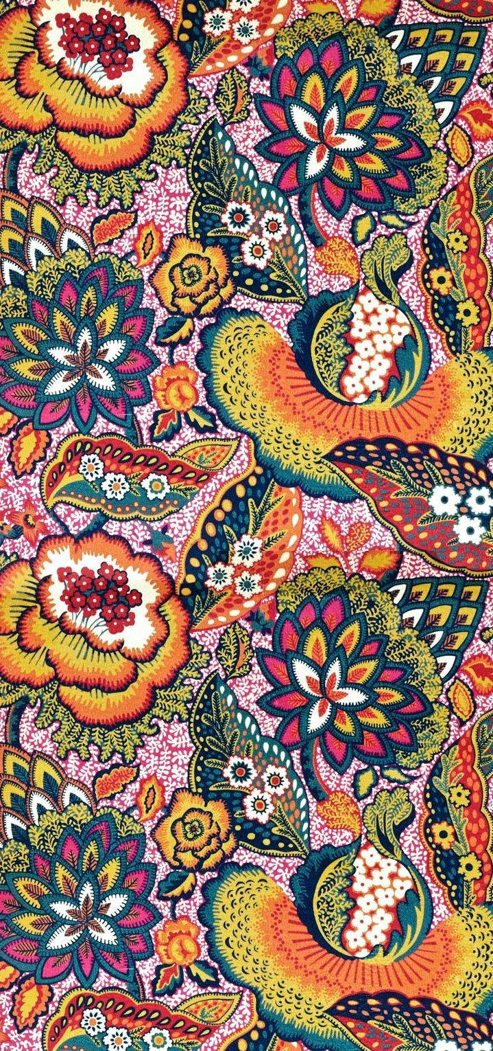 Boho Aesthetic Vibrant Flower Patterns Background