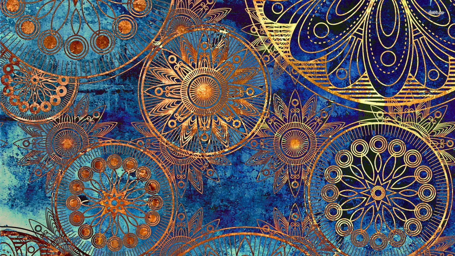 Boho Golden Circle Art Design Laptop Background