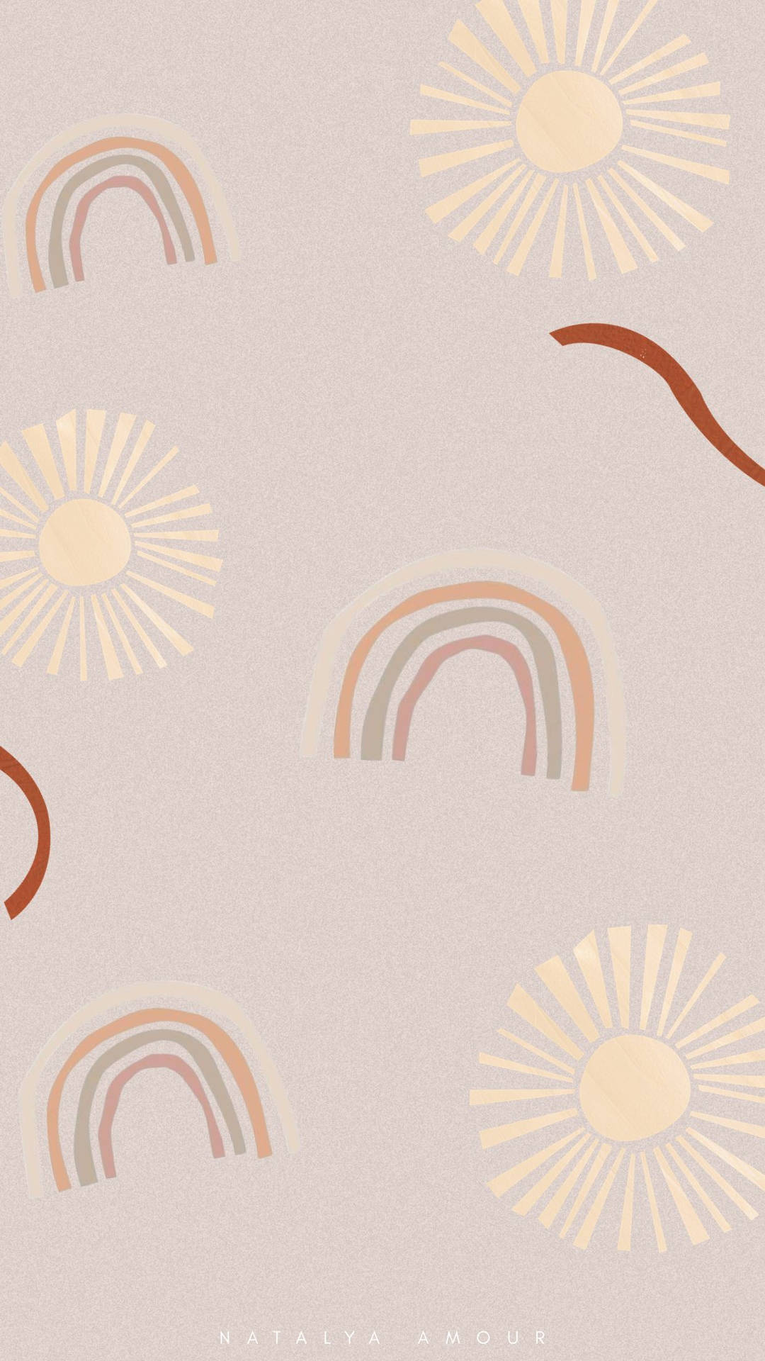 Boho Iphone Suns, Rainbows, And Ribbons Background