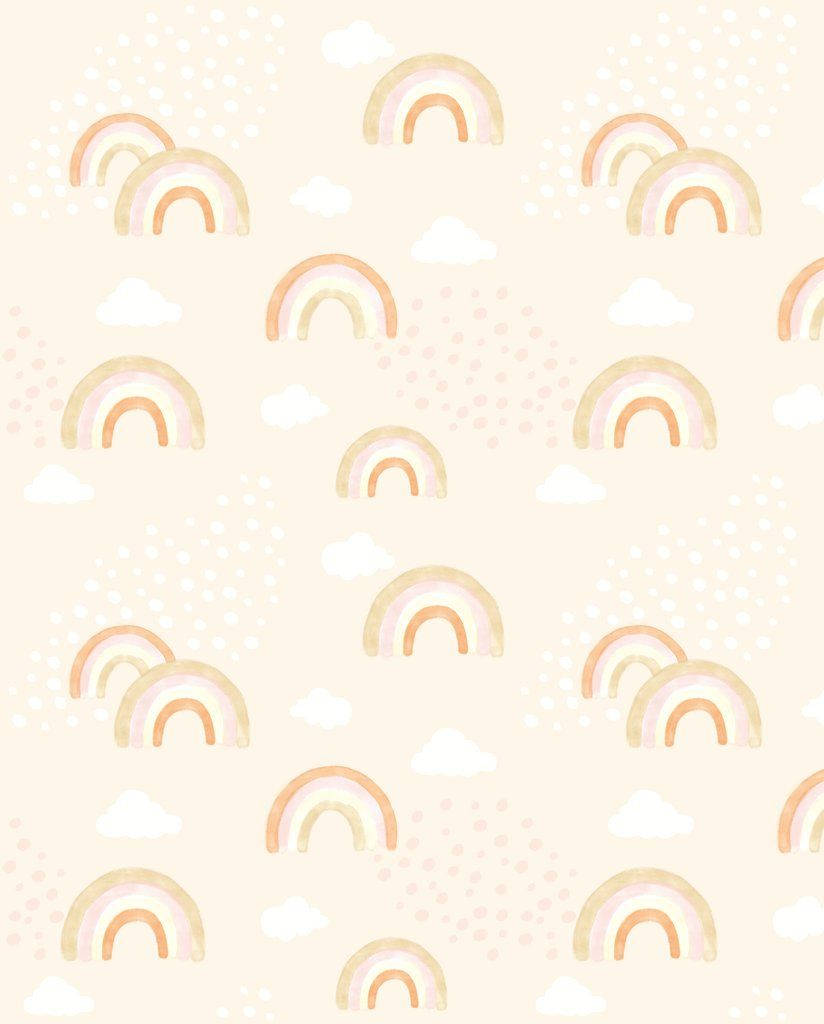 Boho Iphone With Bohemian Rainbows, Clouds, And Flecks Background