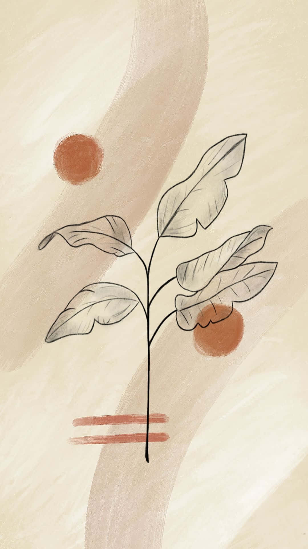 Boho Leaves With Neutral Colors Background