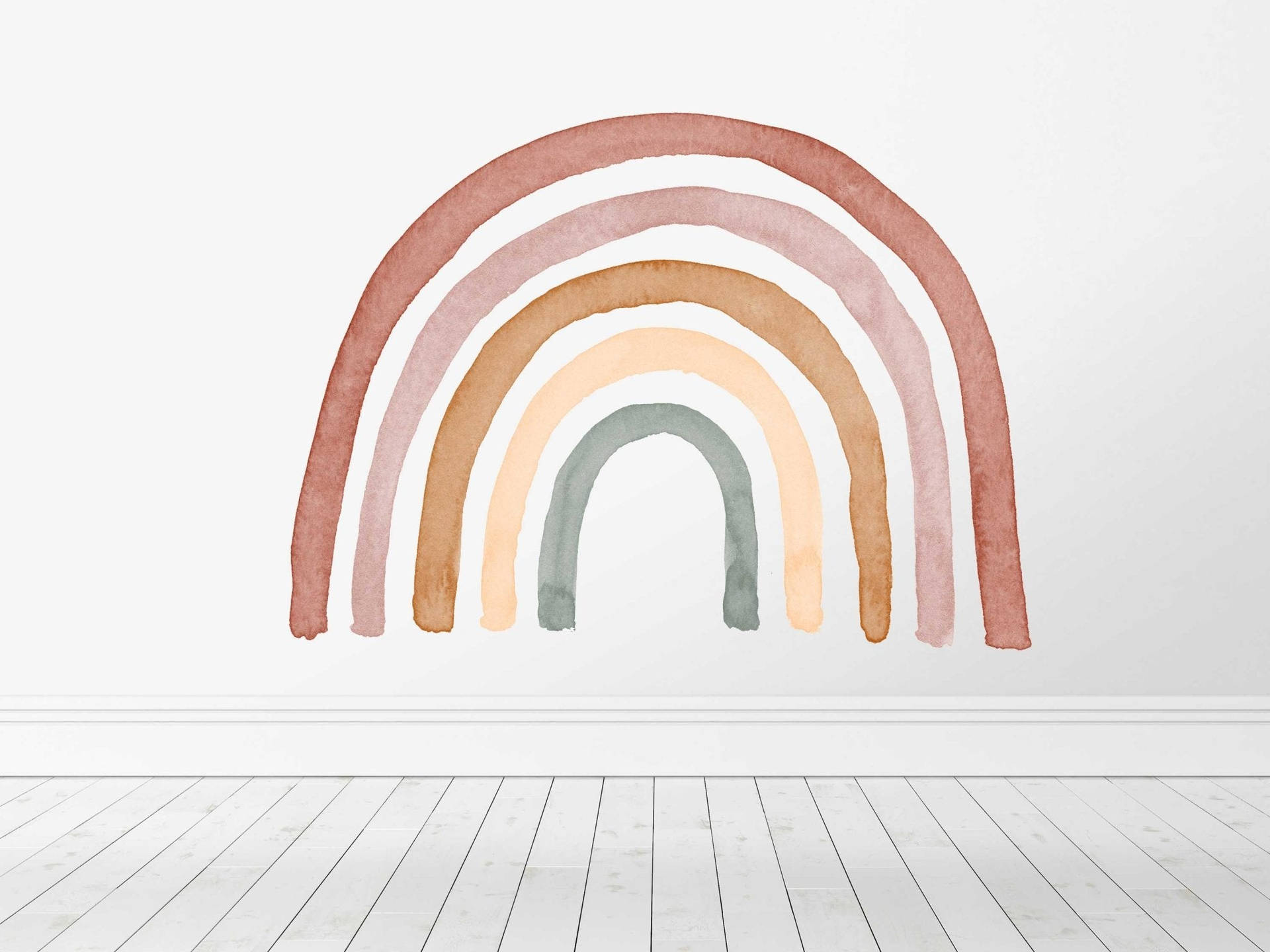 Boho Rainbow White Aesthetic Background