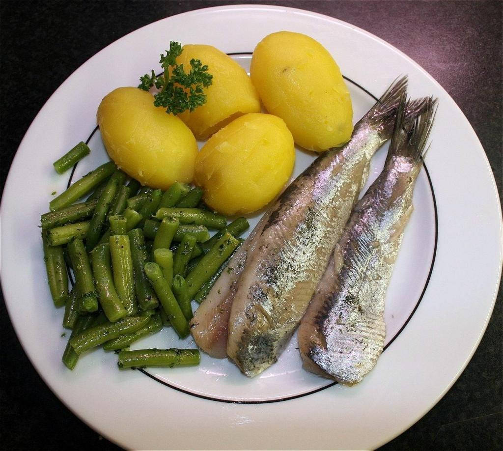 Boiled Fresh Herring And Potatoes Background