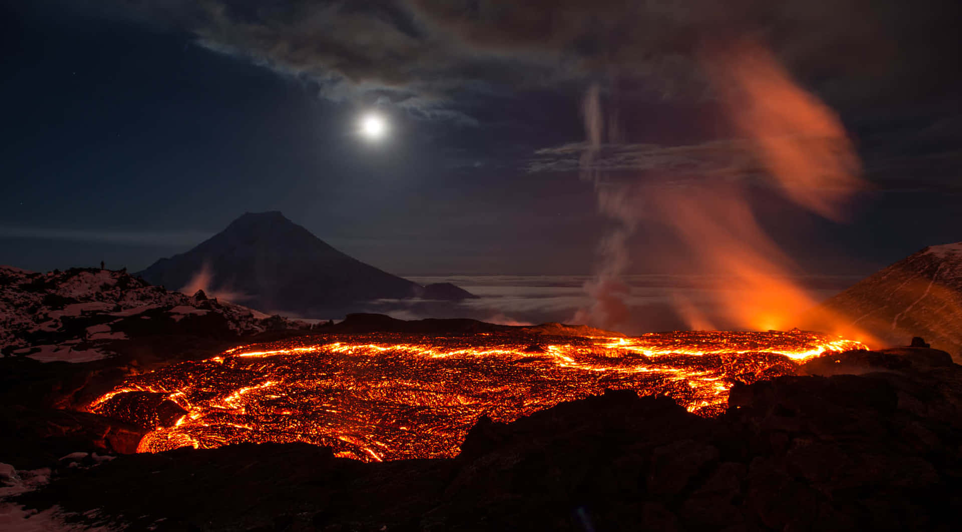 Boiling Lava Dome Volcano Background
