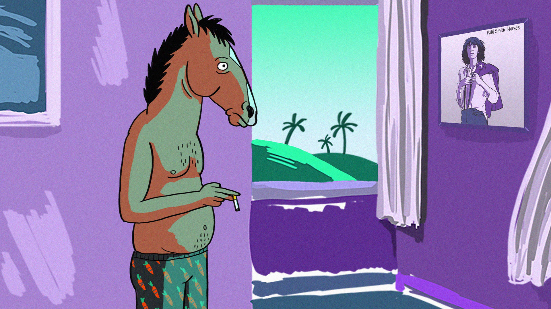 Bojack Horseman Displaying His Unique Topless Art Background