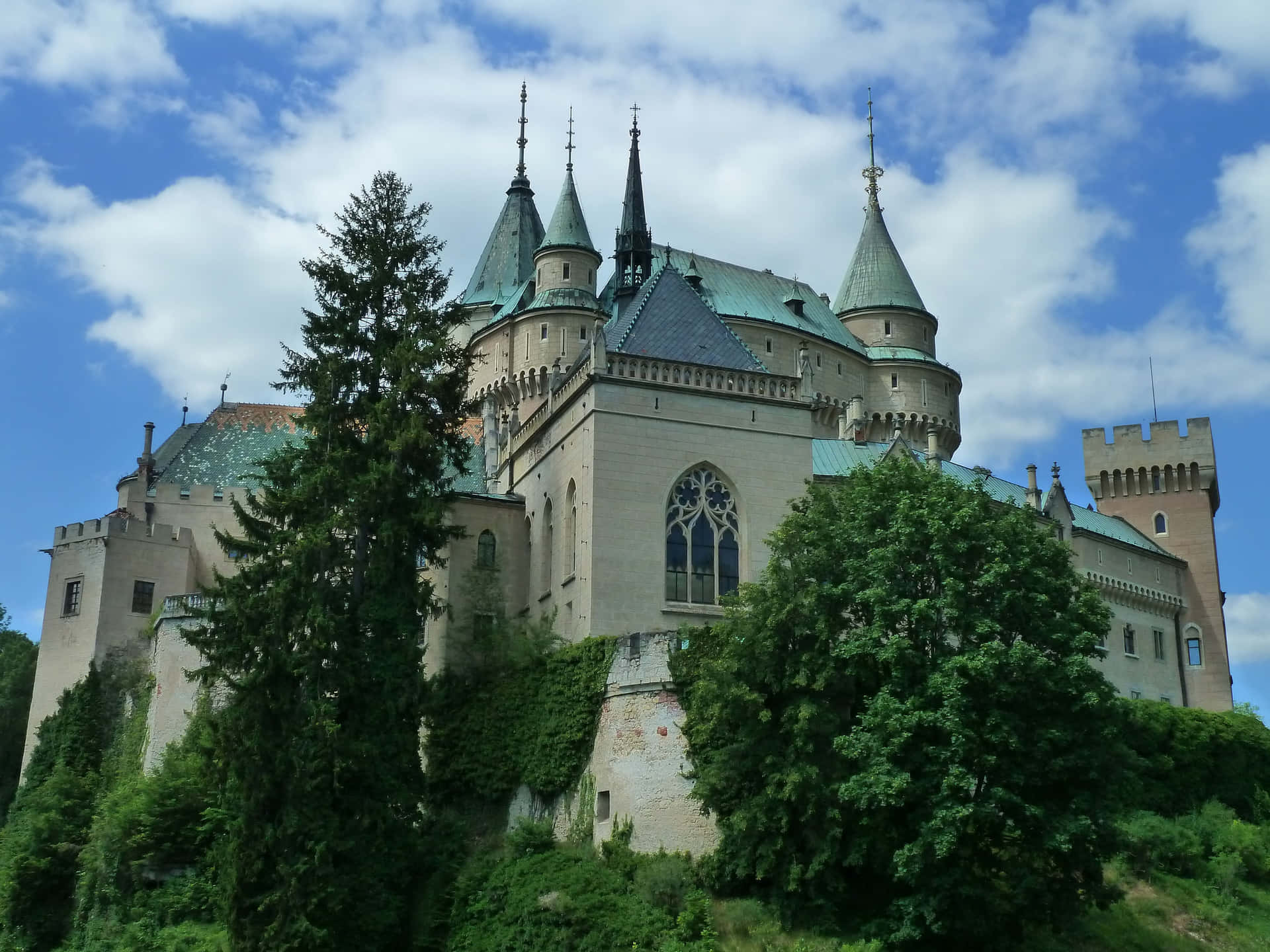 Bojnice Castle Blue Sky In Backdrop Background