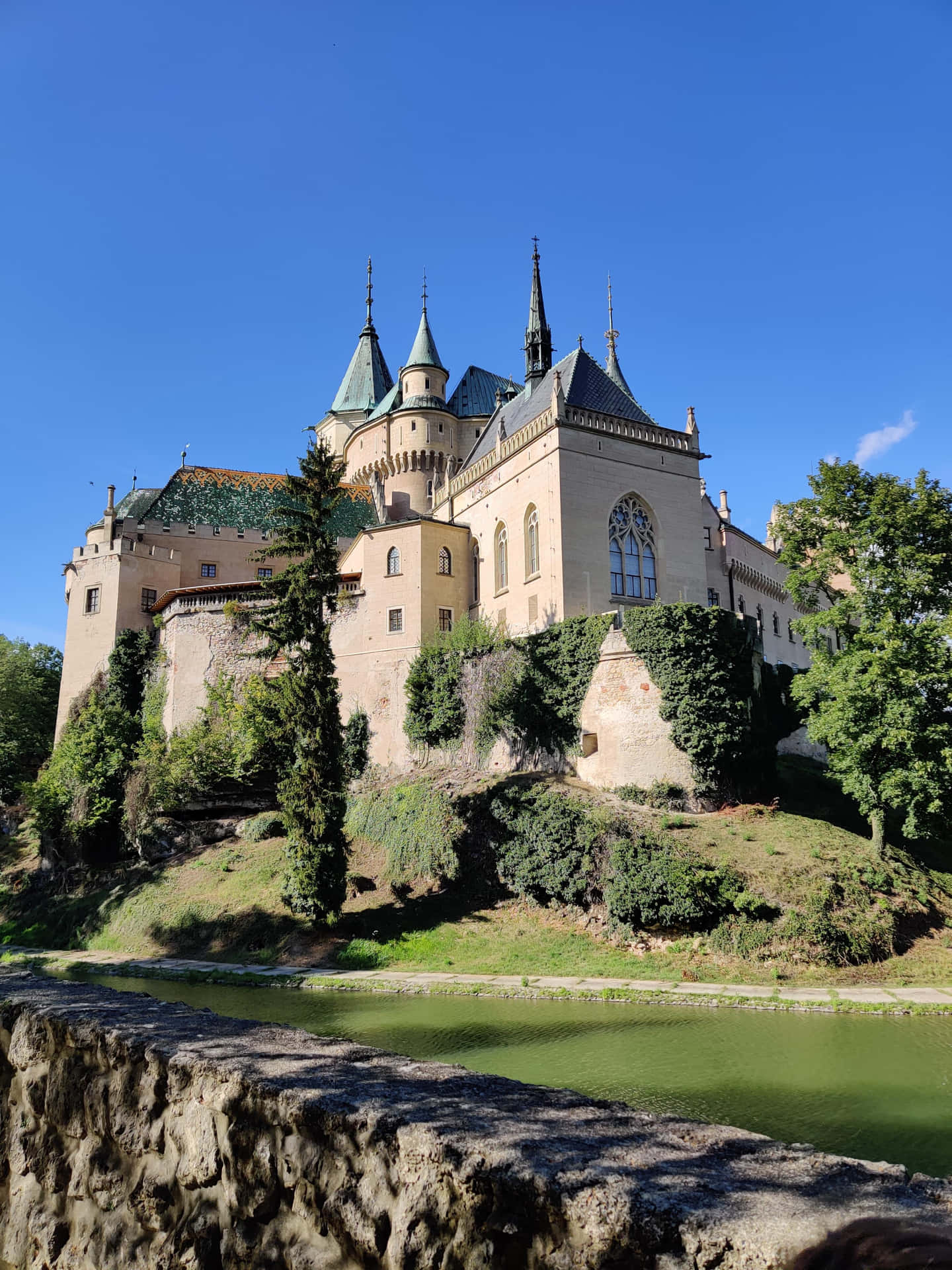 Bojnice Castle From Stone Wall Background