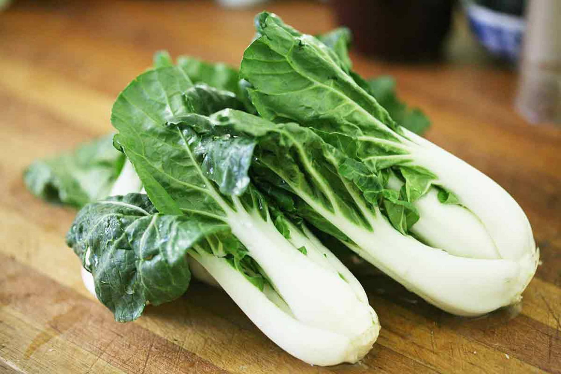 Bok Choy Cabbages On A Table Background