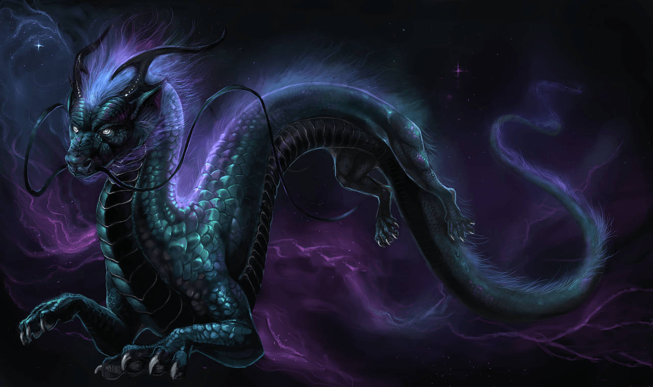 Bold And Daring Galaxy Dragon Background