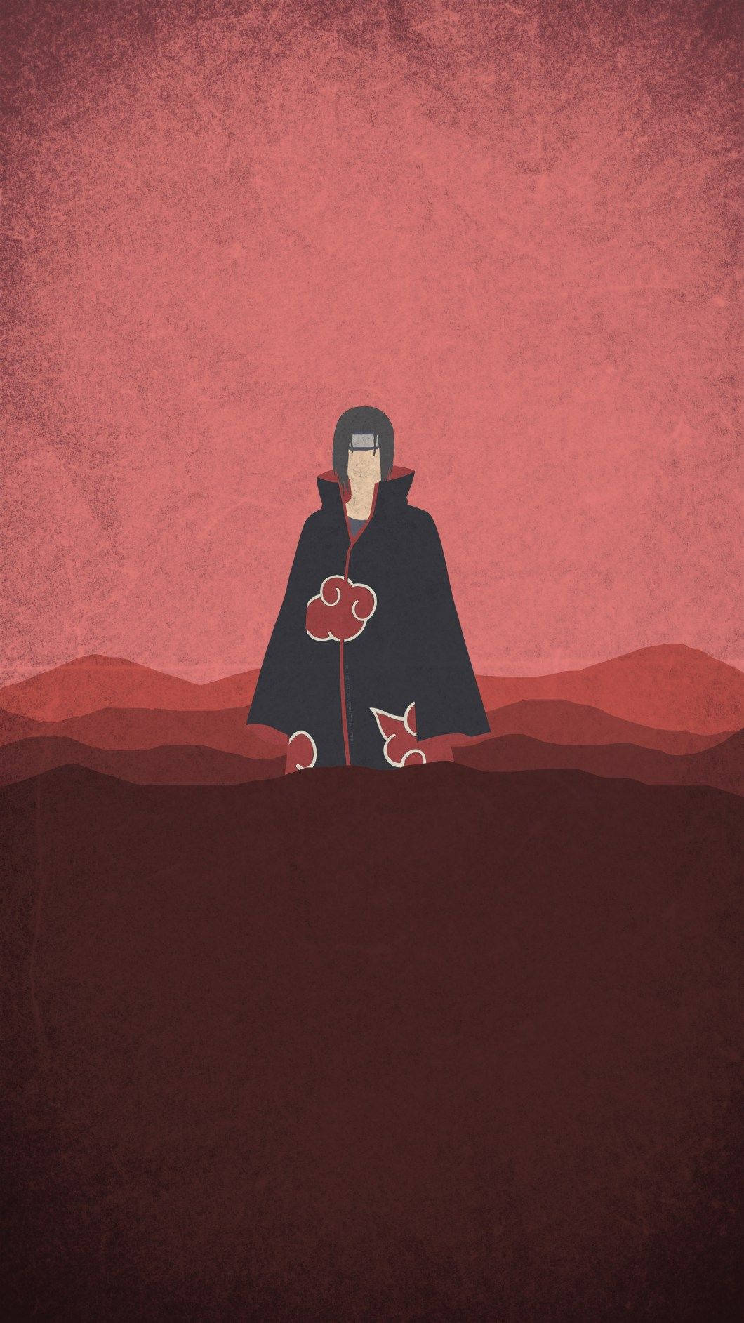 Bold And Intriguing Itachi Phone Red Minimalist Wallpaper Background