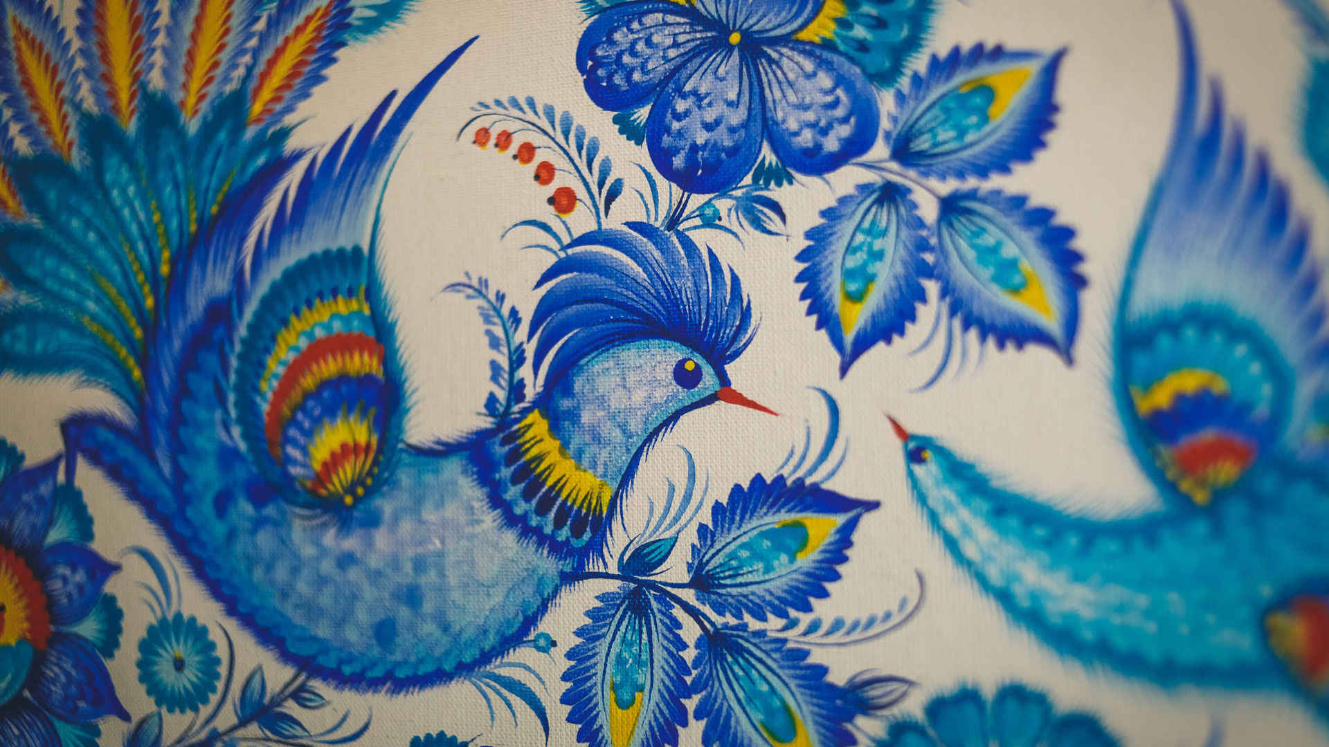 Bold Blue Bird Ukraine Folk Art