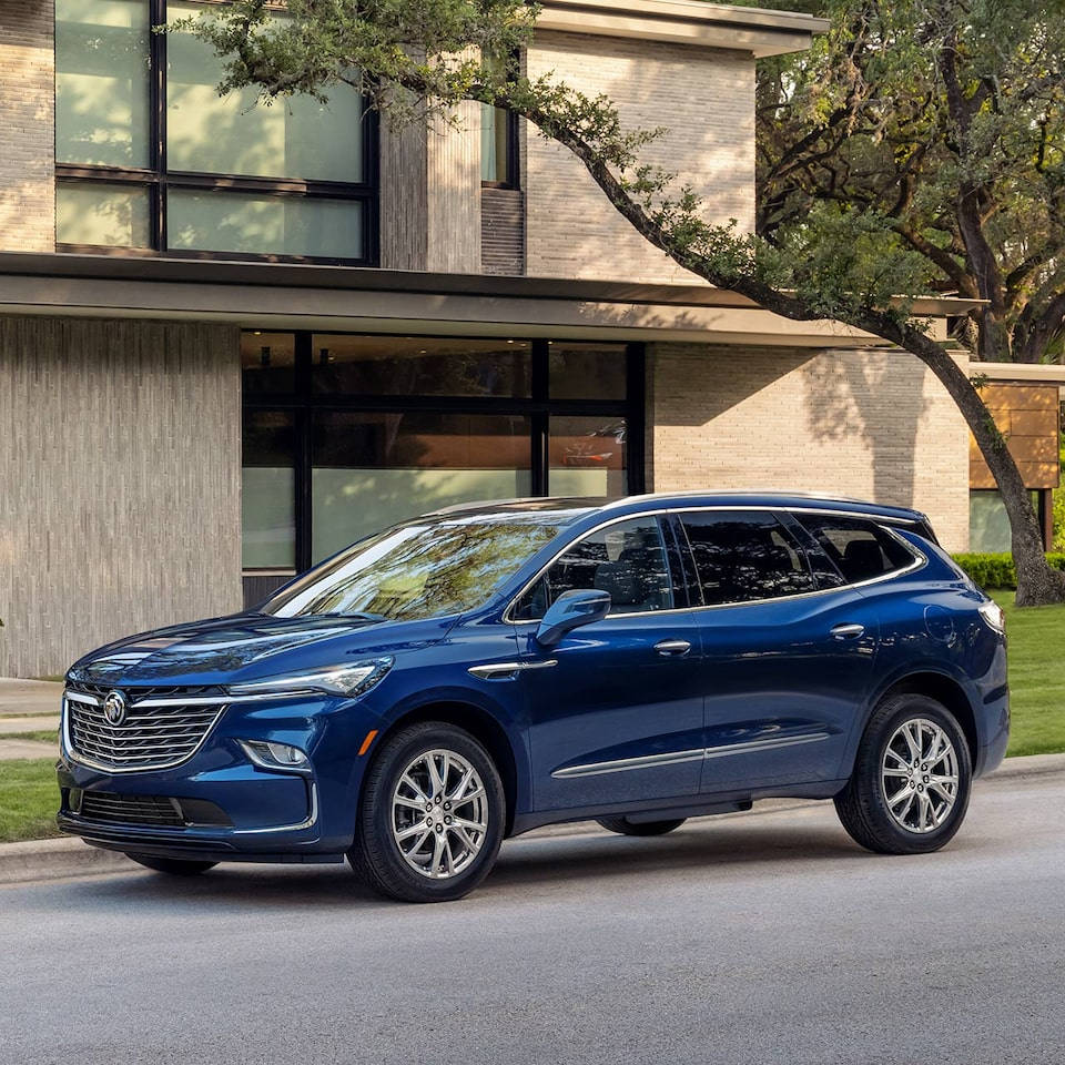Bold Blue Colored Buick Enclave Background